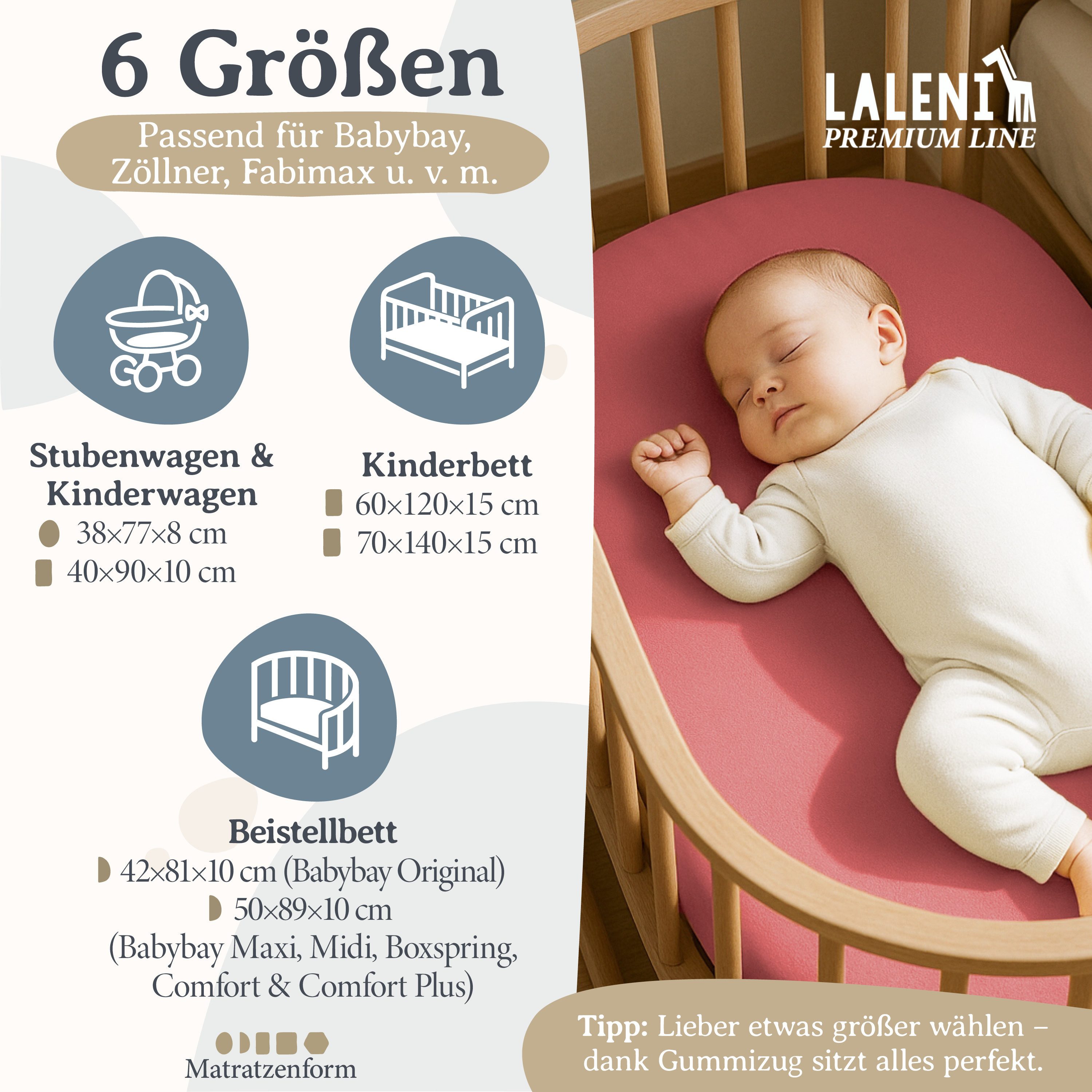 Laleni Spannbettlaken Premium für Beistellbett - Atmungsaktives Spannbetttu günstig online kaufen