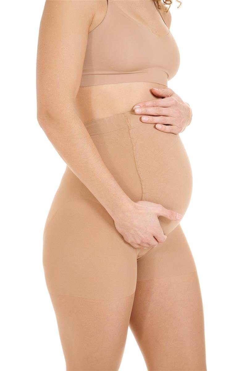 20 Schwangerschaftsstrumpfhose Beige Umstandsstrumpfhose Matt 20DEN Herzmutter - St) - Dunkel-Beige DEN (2