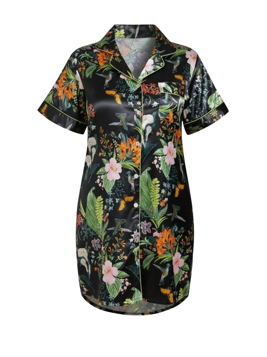 Elegant Love Nachthemd Bequemes Schlafkleid für Damen – Ideal als Schlafanzug oder Loungewear Nachtwäsche aus Satin – Komfortable Homewear für entspannte Nächte