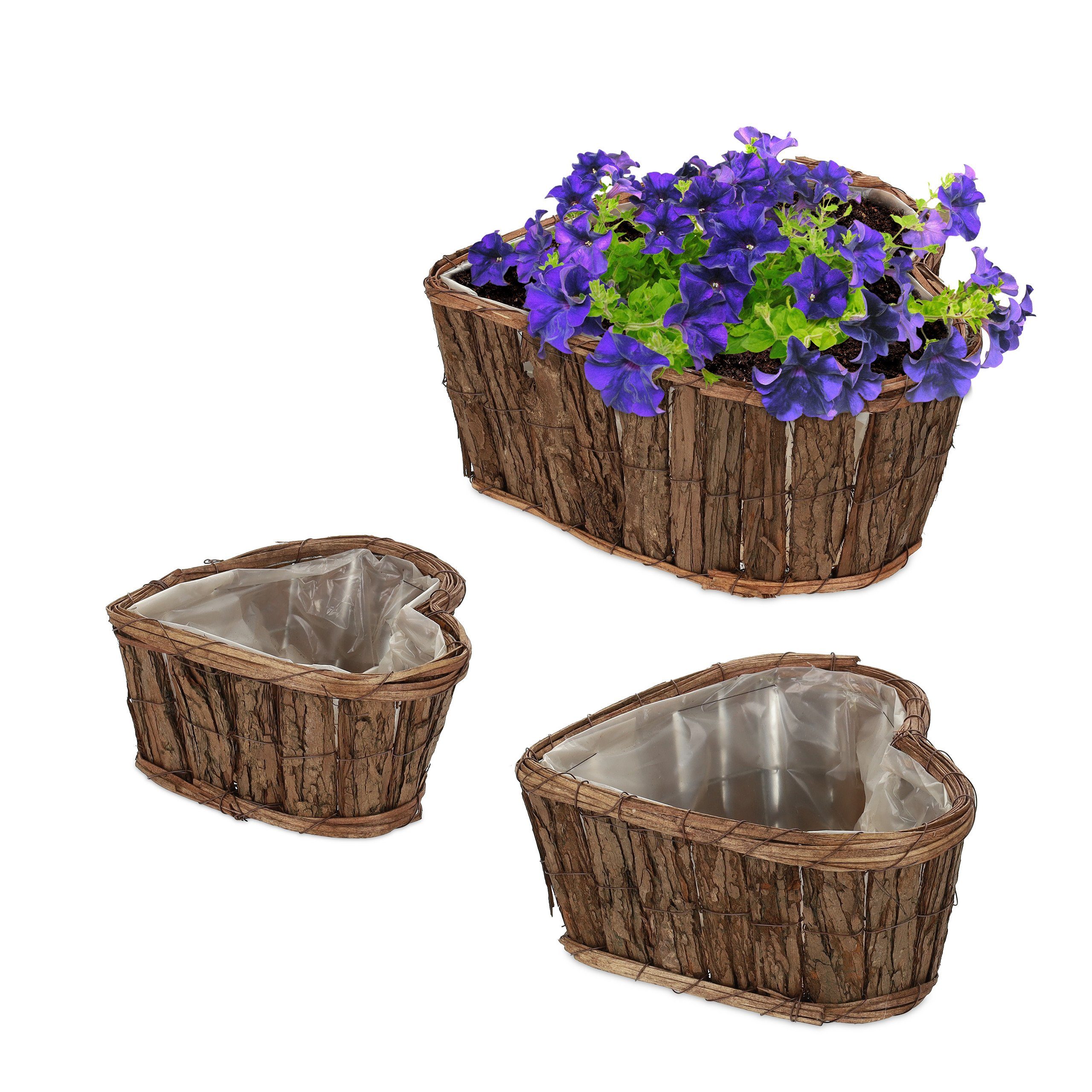 Blumentopf Herzförmiges Set Holz relaxdays Blumentopf 3er