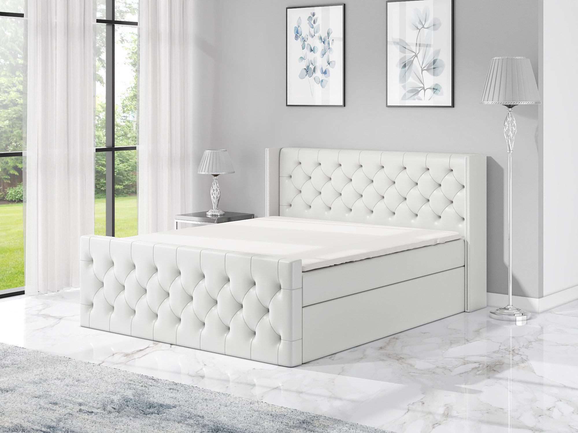 A&J MöbelLand GmbH Boxspringbett GRO mit 2 Bettkästen, Bonell-Matratze und Topper. (Boxspringbett mit Bettkasten und gepolstertem Kopfteil. Inclusive Topper !,  – Bild 2 von 5