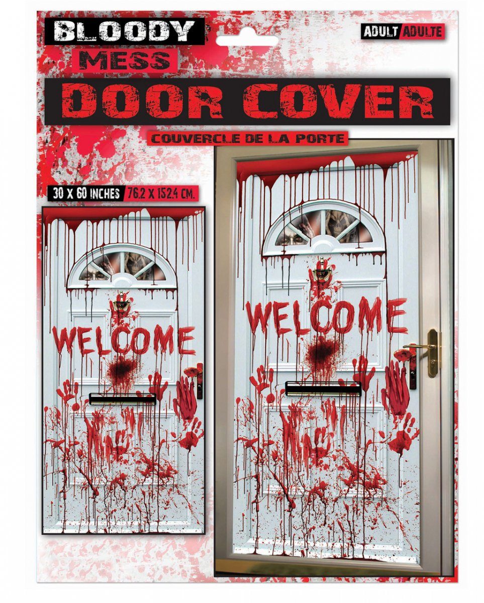 Horror-Shop Dekofigur Blutige Türfolie für Halloween