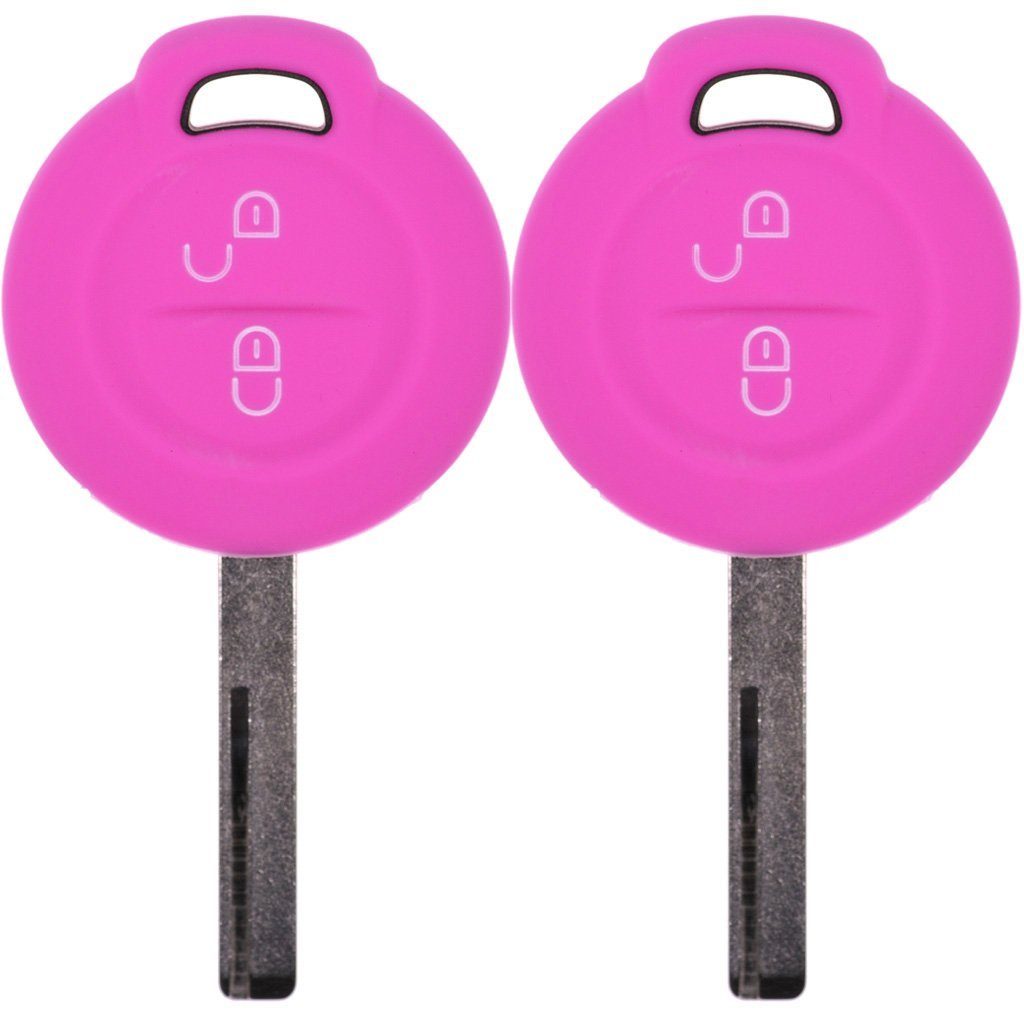 mt-key Schlüsseltasche 2x Autoschlüssel Silikon Schutzhülle im 2er-Set, für Mitsubishi Colt VI Smart Forfour 454 2 Tasten Funk Fernbedienung Pink