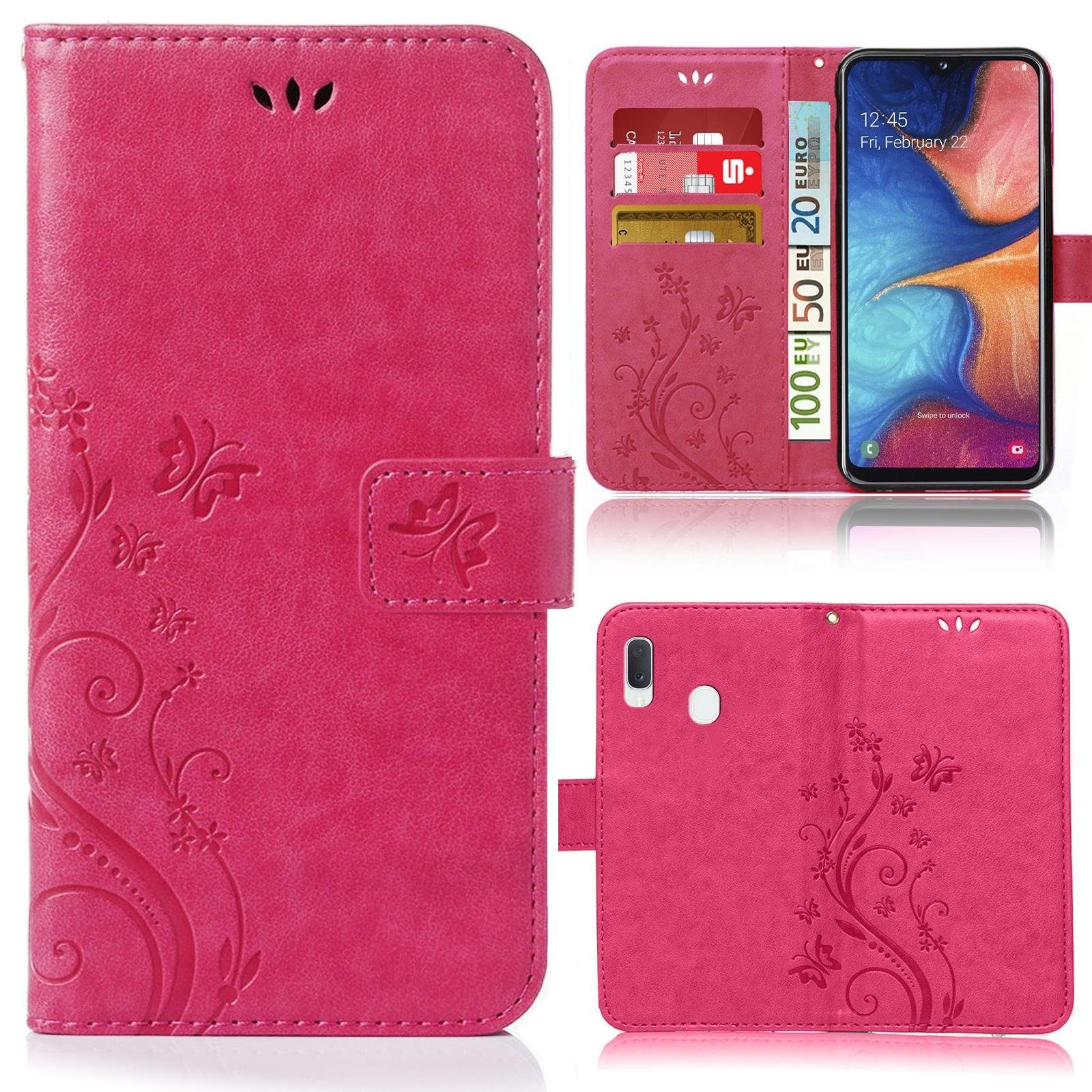 Numerva Handyhülle Bookstyle Flower für Samsung Galaxy A20e, Handy Tasche Schutzhülle Klapphülle Flip Cover mit Blumenmuster