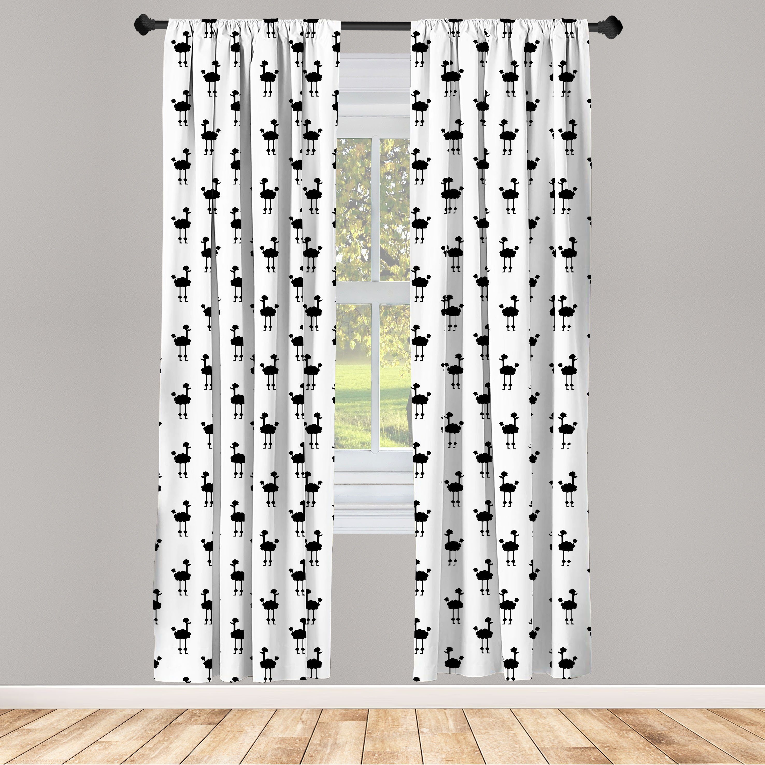 Gardine Vorhang für Wohnzimmer Schlafzimmer und Schwarz weiß Microfaser, Minimalist Tiere Abakuhaus, Dekor