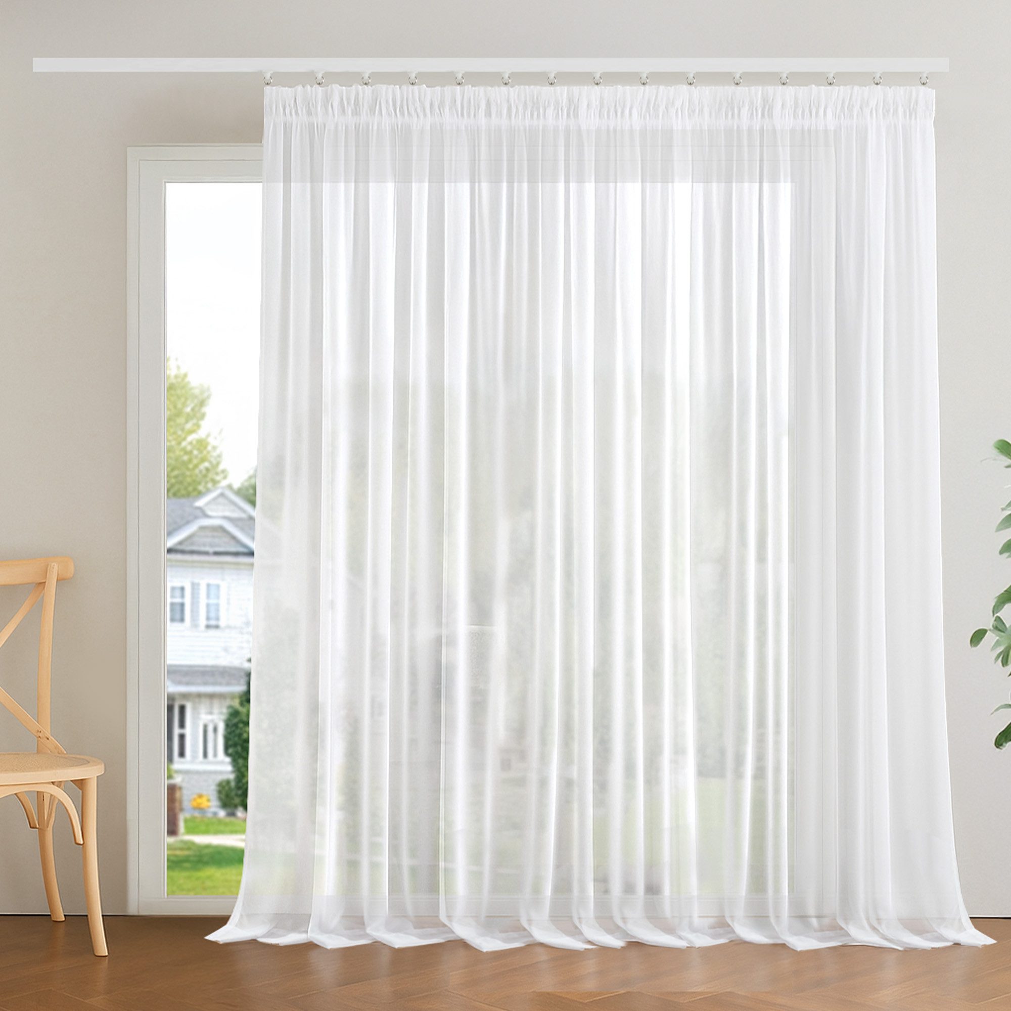 Deconovo Vorhang Voile Gardinen mit Kräuselband Polyester 3-Faden Webung 1er Set – Bild 2 von 5