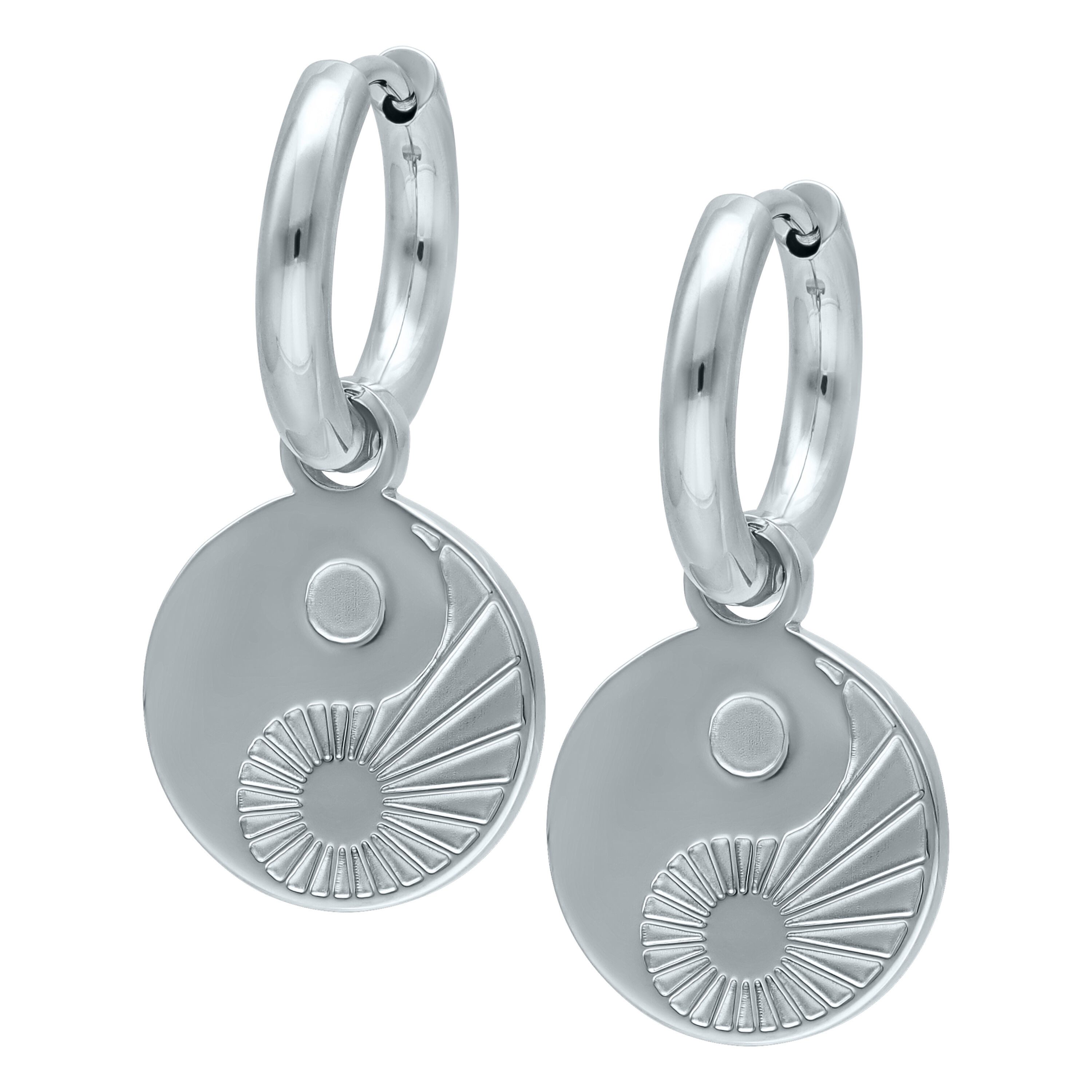 Paar Ohrhänger Little Yin Yang Hoops - Silber