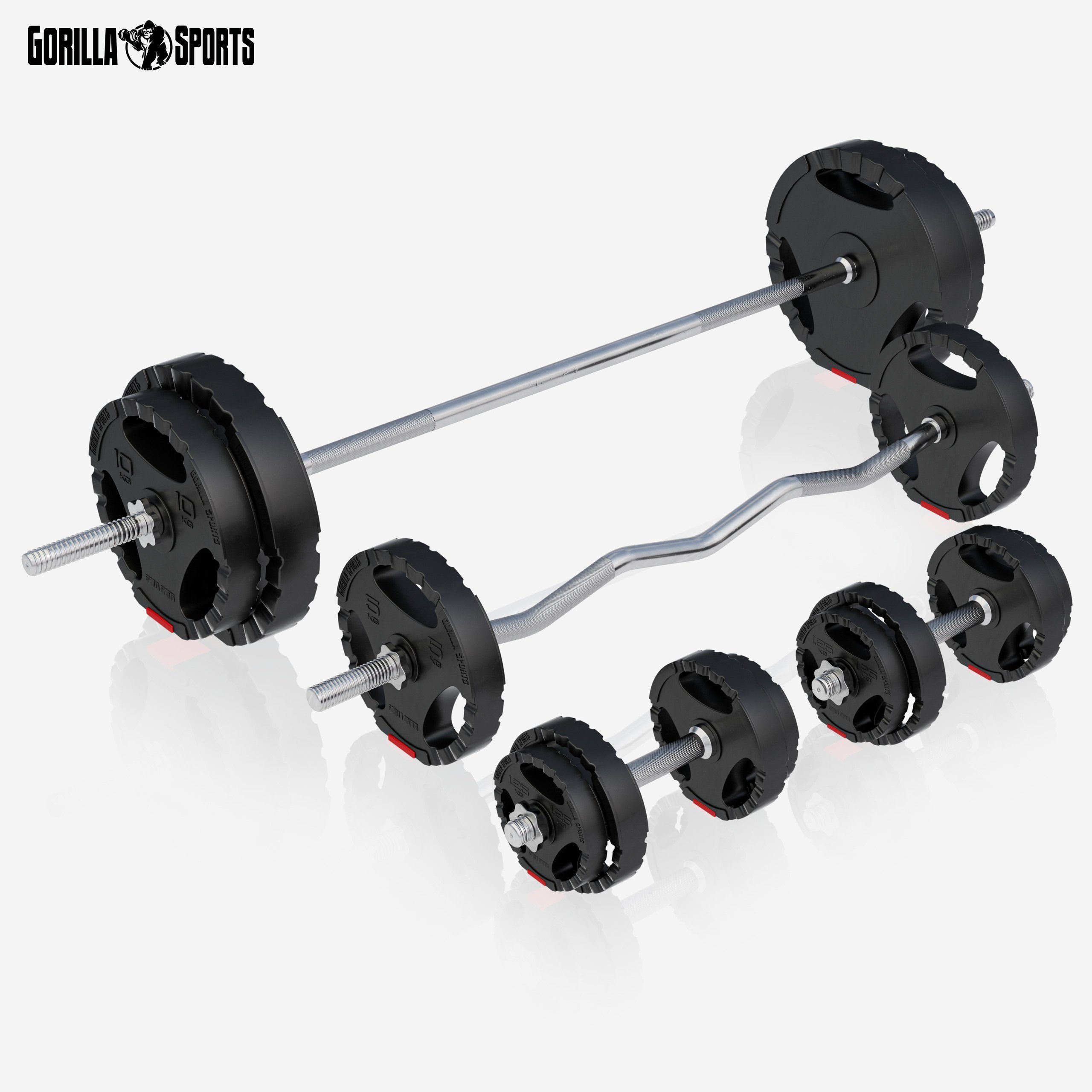 GORILLA SPORTS Kraftstation Kraftstation Universal inkl. 100 kg Kunststoff Gripper Set, (27-tlg)