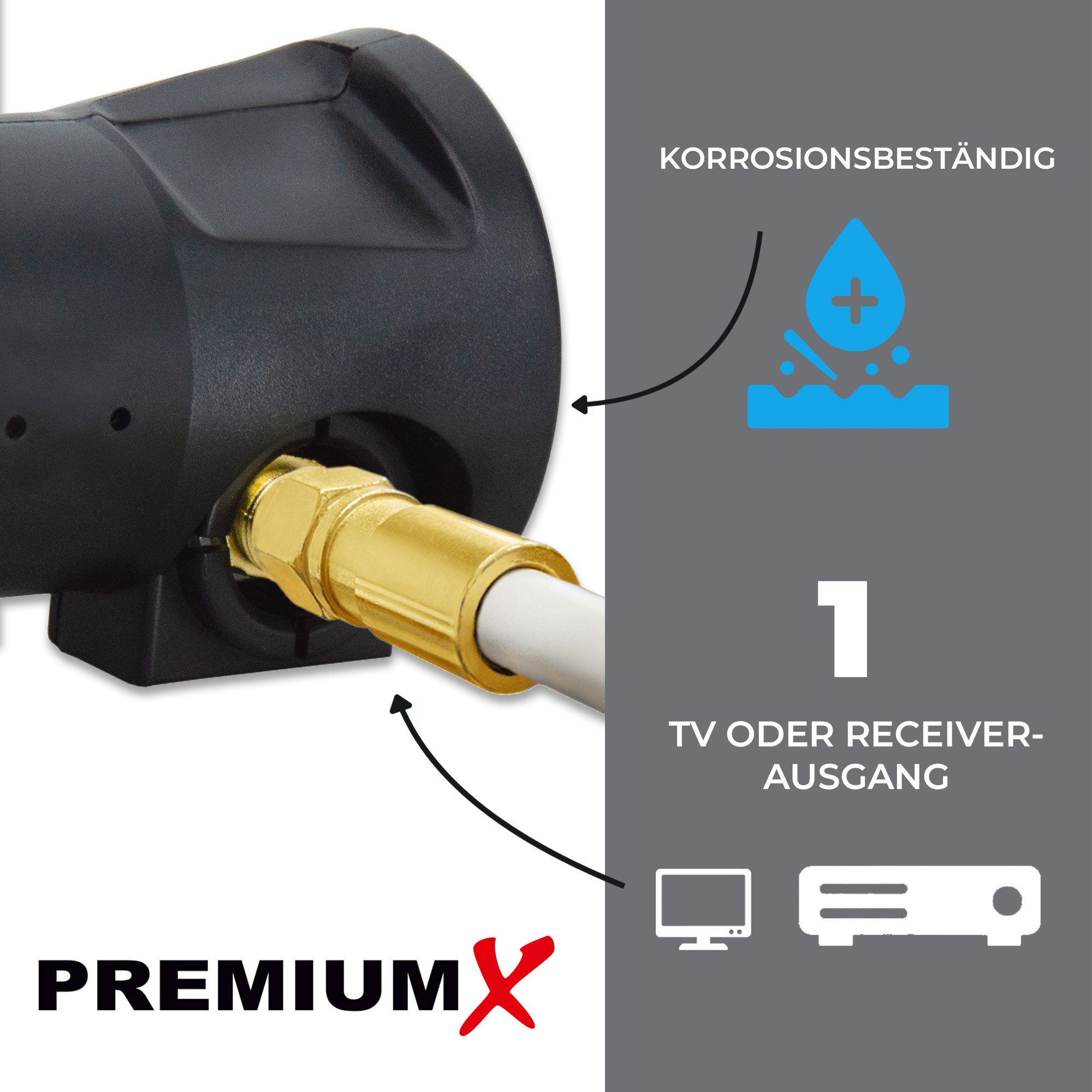 Thumbnail - PremiumX Deluxe Single LNB PLL SAT für 1 Teilnehmer DVB-S2 HD UHD 4K Monoblock-LNB
