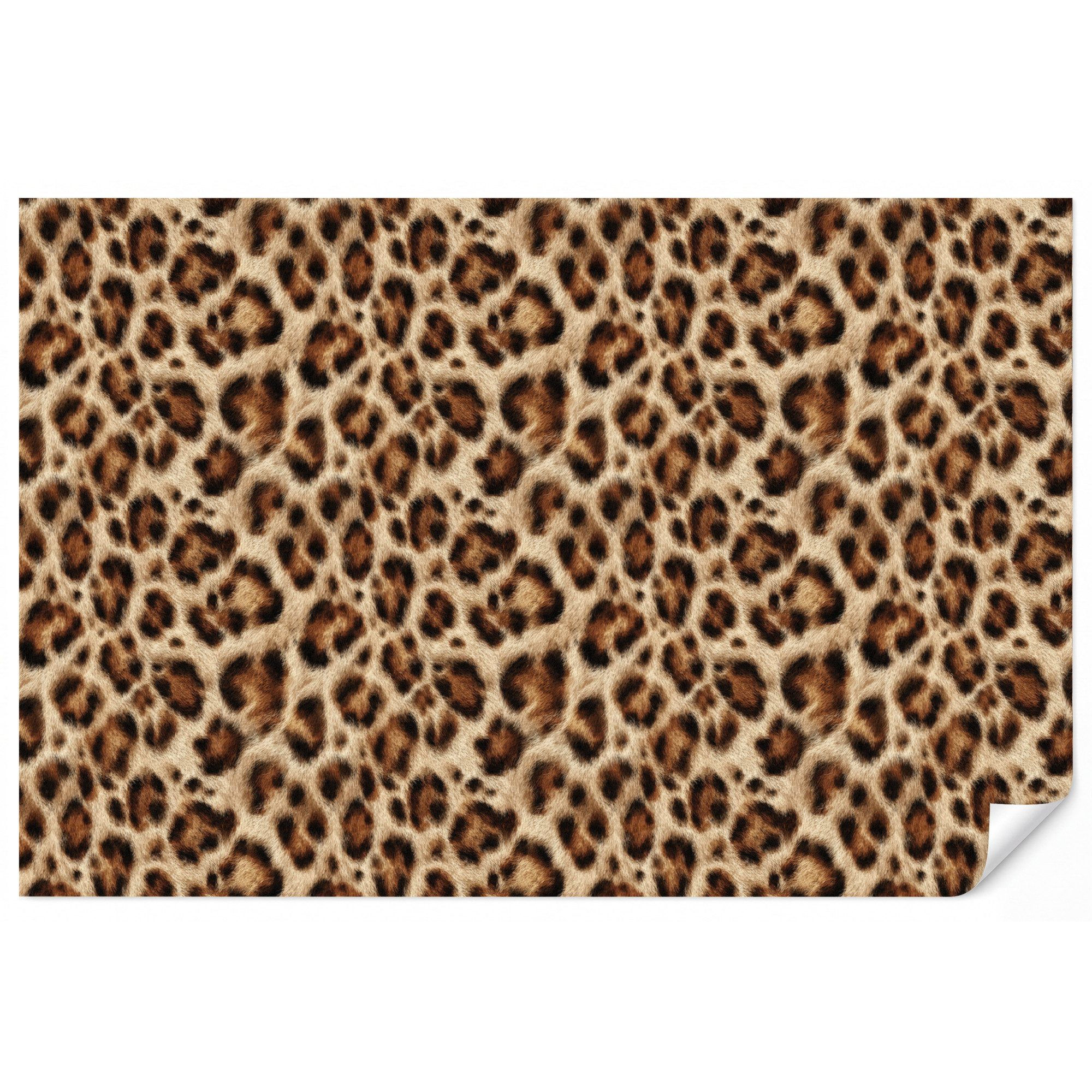 OnlyWow Fototapete Leopard – Braun – Fell, Matt, bedruckt, Wohnzimmer, Modern, Wanddekoration, Vliestapete 100x70cm