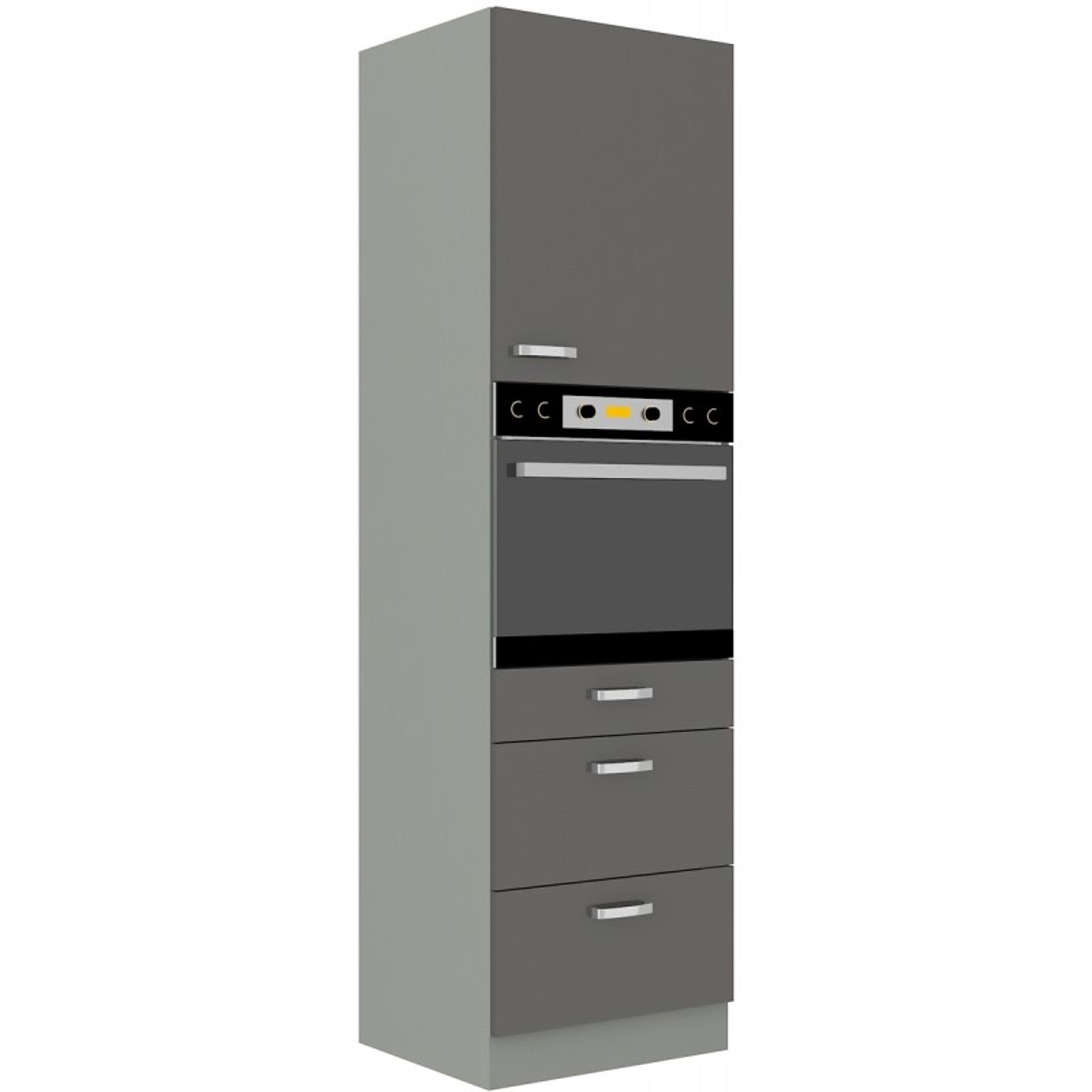 Küchen-Preisbombe Hochschrank 60 cm Küche Bianca Grey Grau Hochglanz Küchenzeile Küchenblock