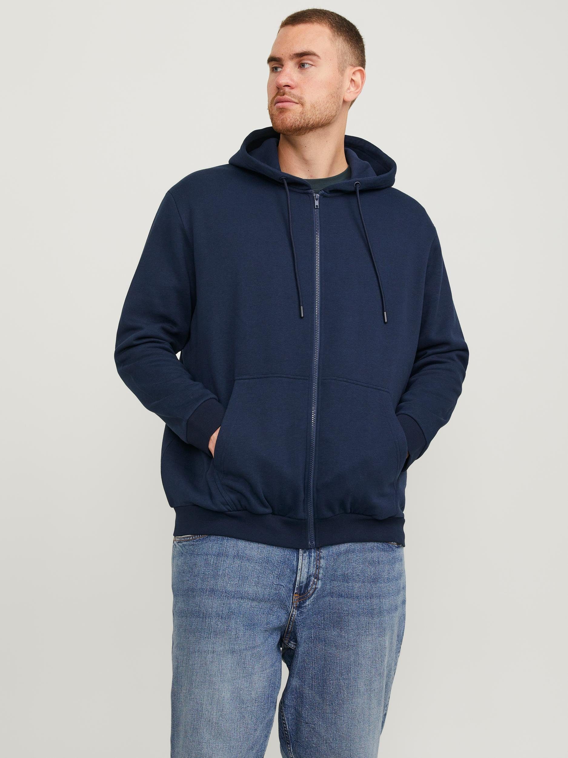 JJEBRADLEY Navy & HOOD ZIP Jones Kapuzensweatjacke PlusSize Jack Blazer PLS NOOS SWEAT