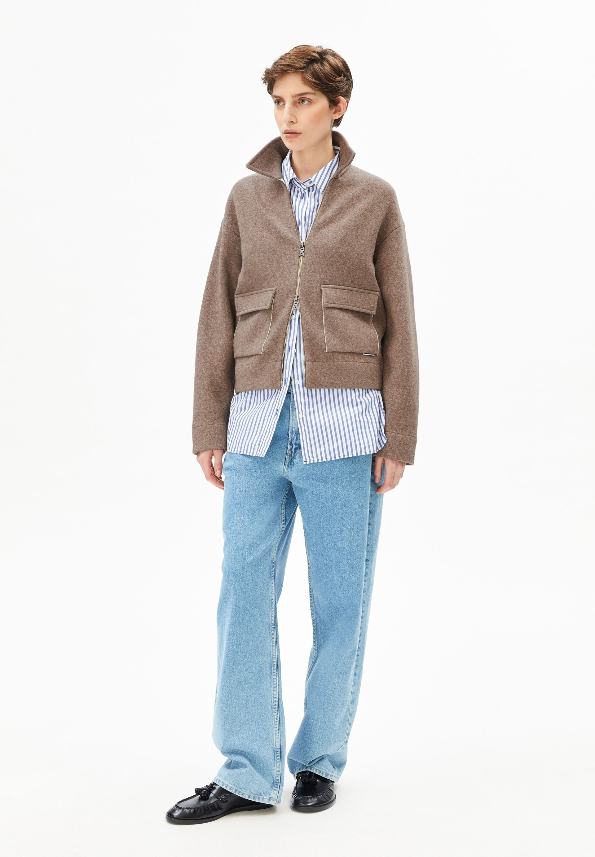 Armedangels Cardigan SHORT KNIT Strickjacke aus Bio-Woll Mix (Polokragen, Relaxed Fit)