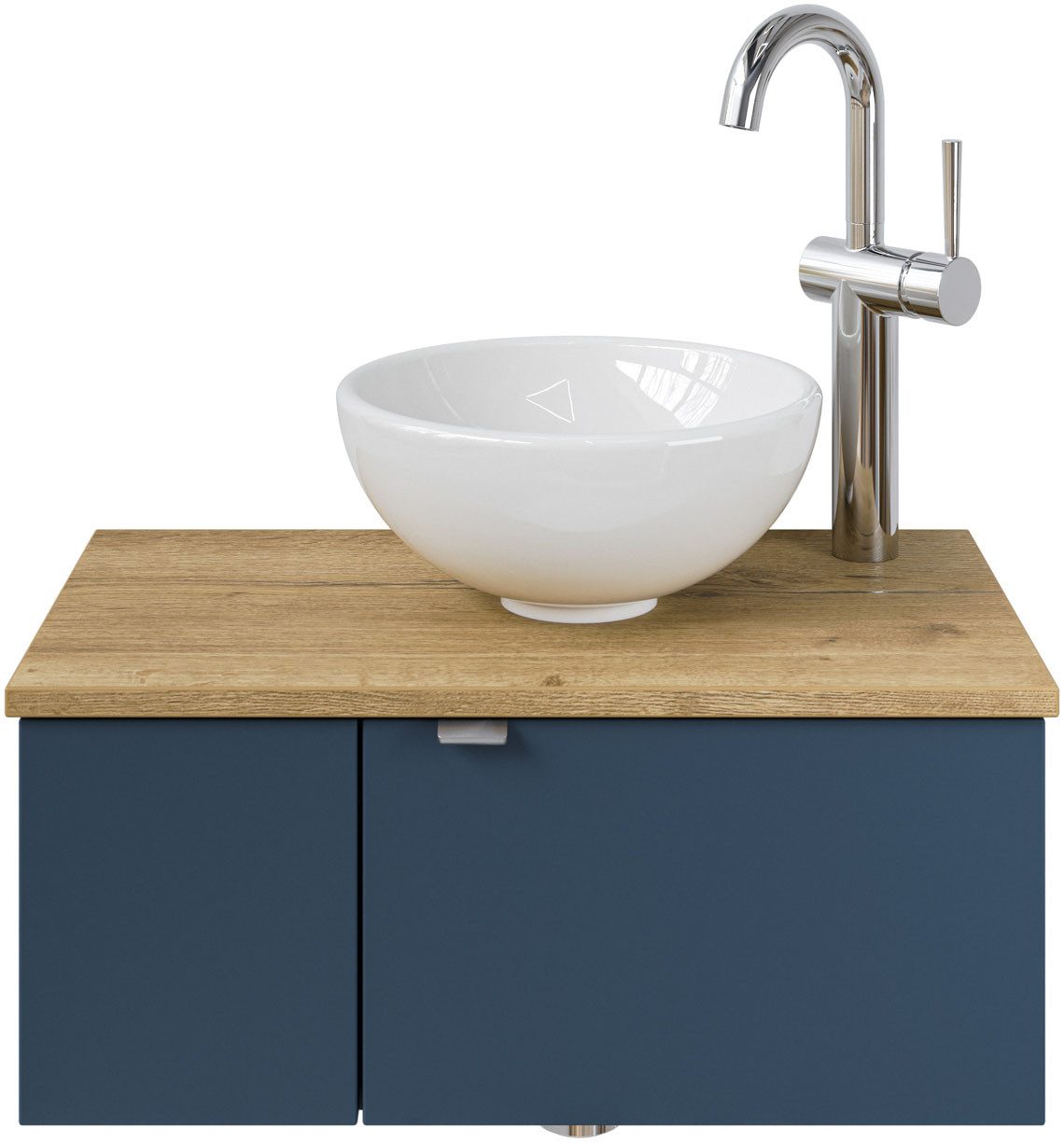 Saphir Waschtisch Serie 6915 Waschschale mit Unterschrank für Gästebad, Gäste WC (3-St., Keramik-Aufsatzbecken, Waschtischplatte, Waschtischunterschrank), 61 cm mit Keramik-Aufsatzbecken, 2 Türen und 1 Fach