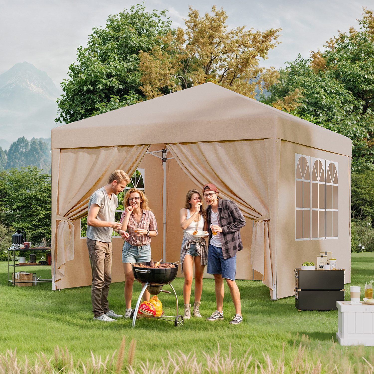 HOMALL Faltpavillon 3x3m Klappbare Partyzelt,Pop-up Gartenpavillon günstig online kaufen