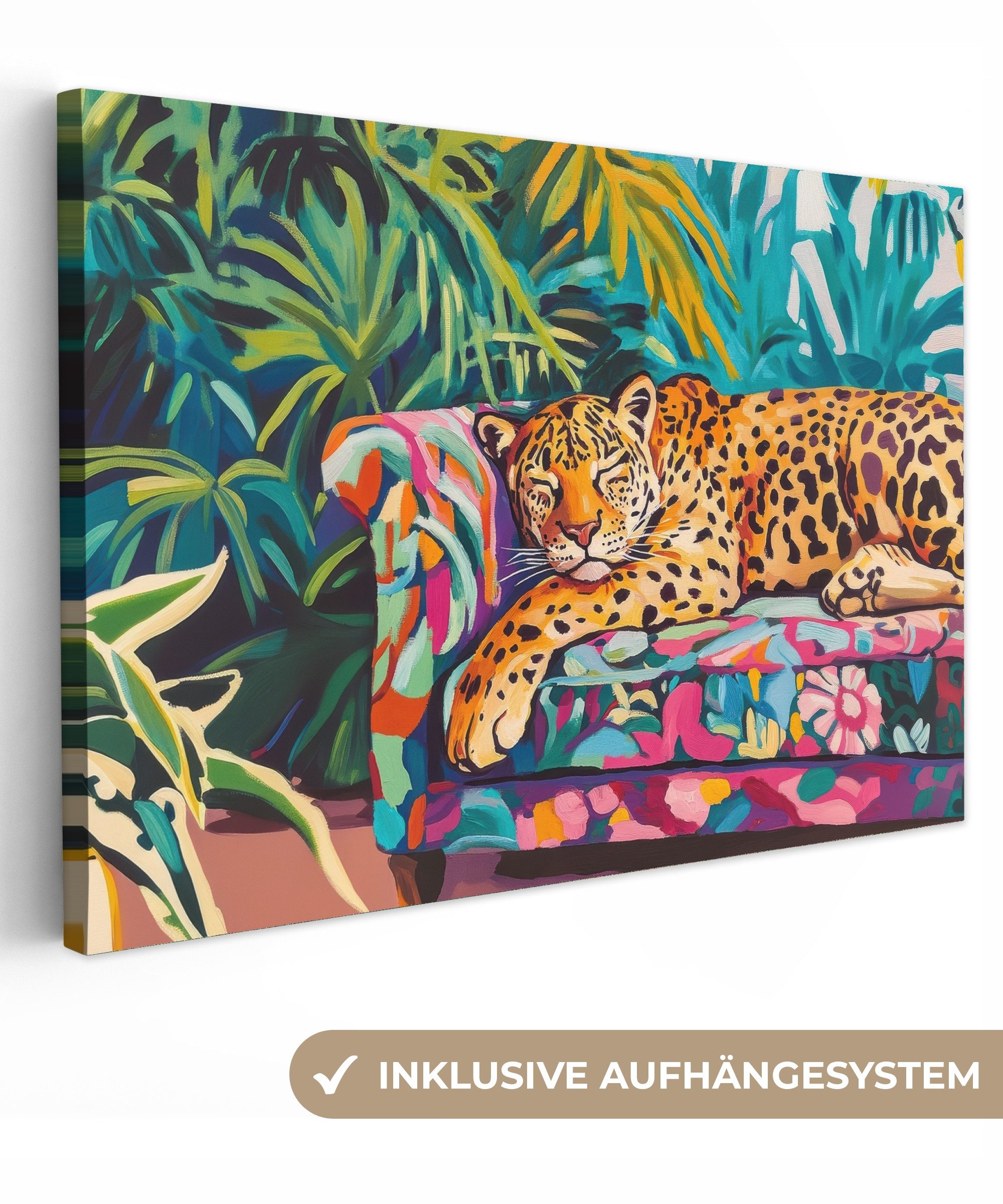 OneMillionCanvasses® Leinwandbild Leopard - Bunt - Tropisch, Fotodruck (1 S günstig online kaufen