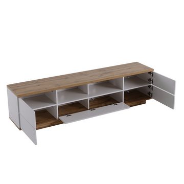 Ulife Lowboard mit 5 Türen, Wildeiche TV Schrank,Vintage Industrial, Wildeiche TV Schrank, mit Holzmaserung, Breite 180cm