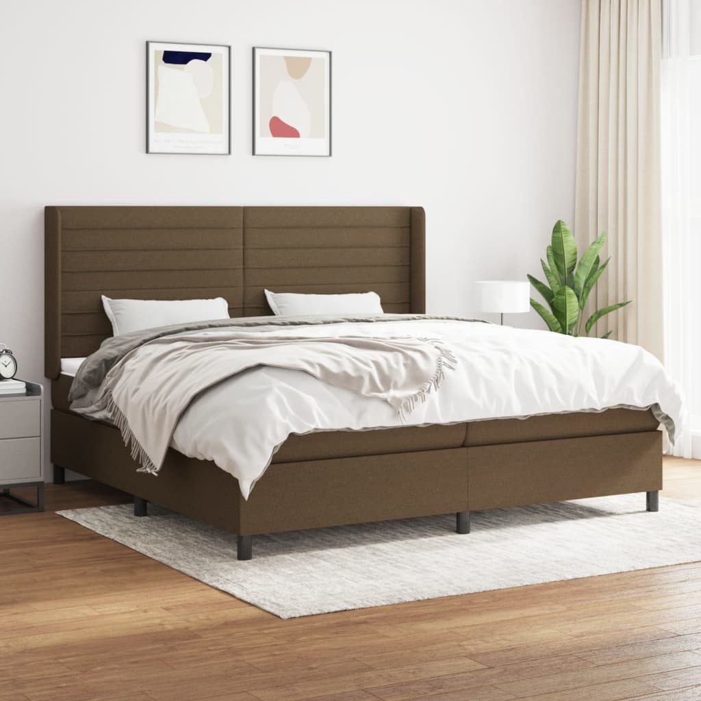 vidaXL Boxspringbett Boxspringbett mit Matratze Dunkelbraun 200x200 cm Stof günstig online kaufen