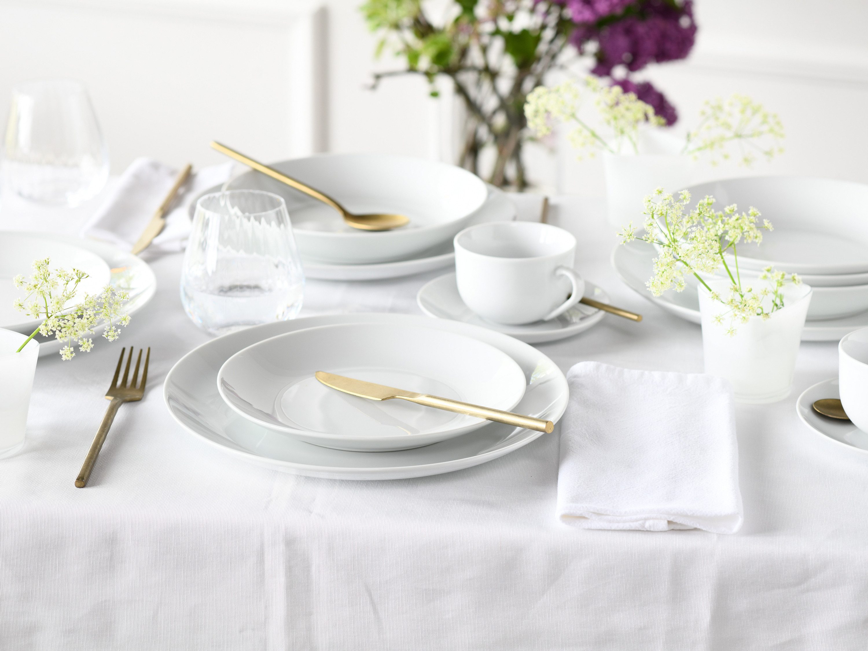 CreaTable Kombiservice Luna Weiss (24-tlg), 6 Personen, Porzellan