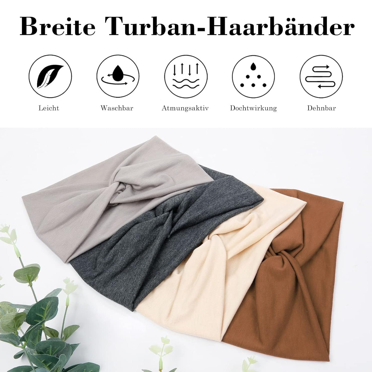 18 Damen Elastische Haarbänder einstellbar 4-tlg., cm Kopfband, Weiche Boho Haarband Haarband Haiaveng