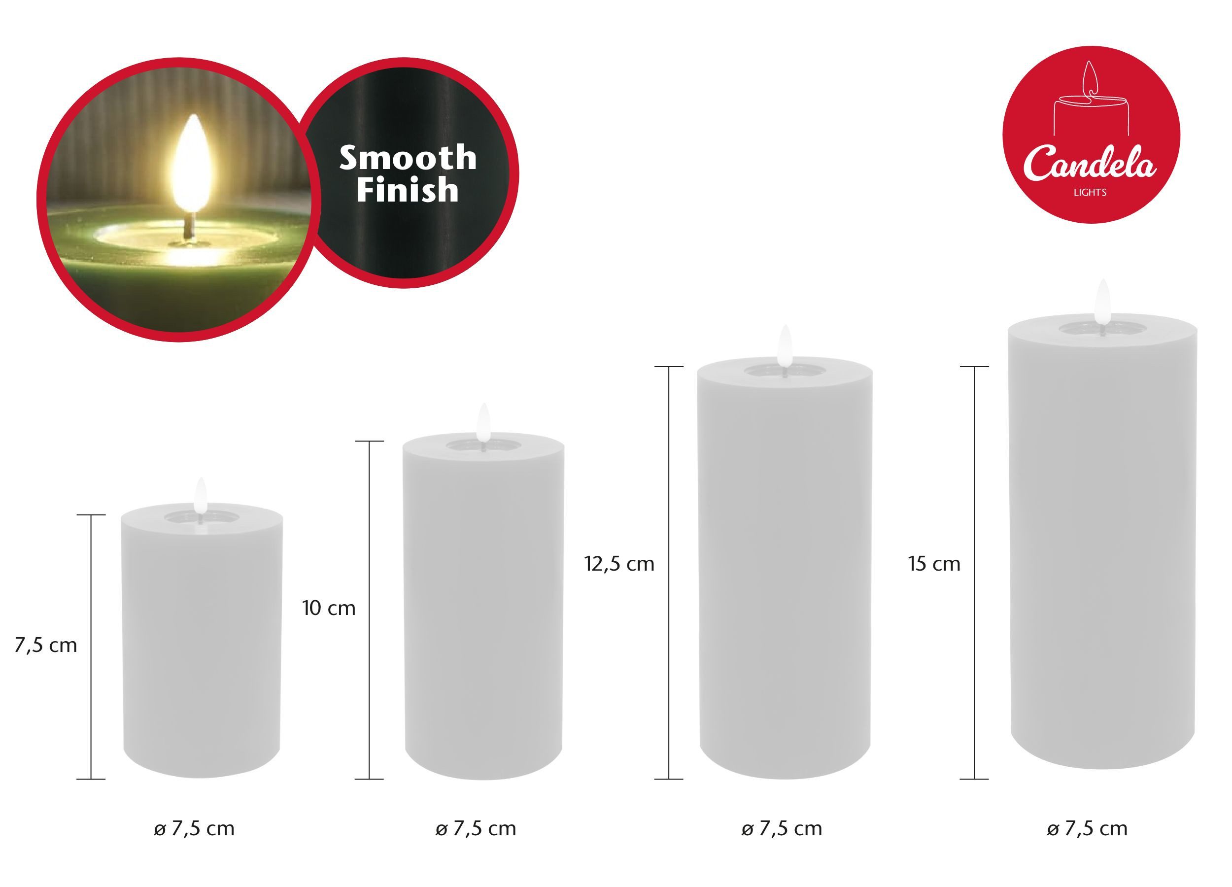 LC Home LED-Kerze Candela Lights LED Kerzen 4er Set Stumpenkerze inkl. Kerzenteller – Bild 4 von 5