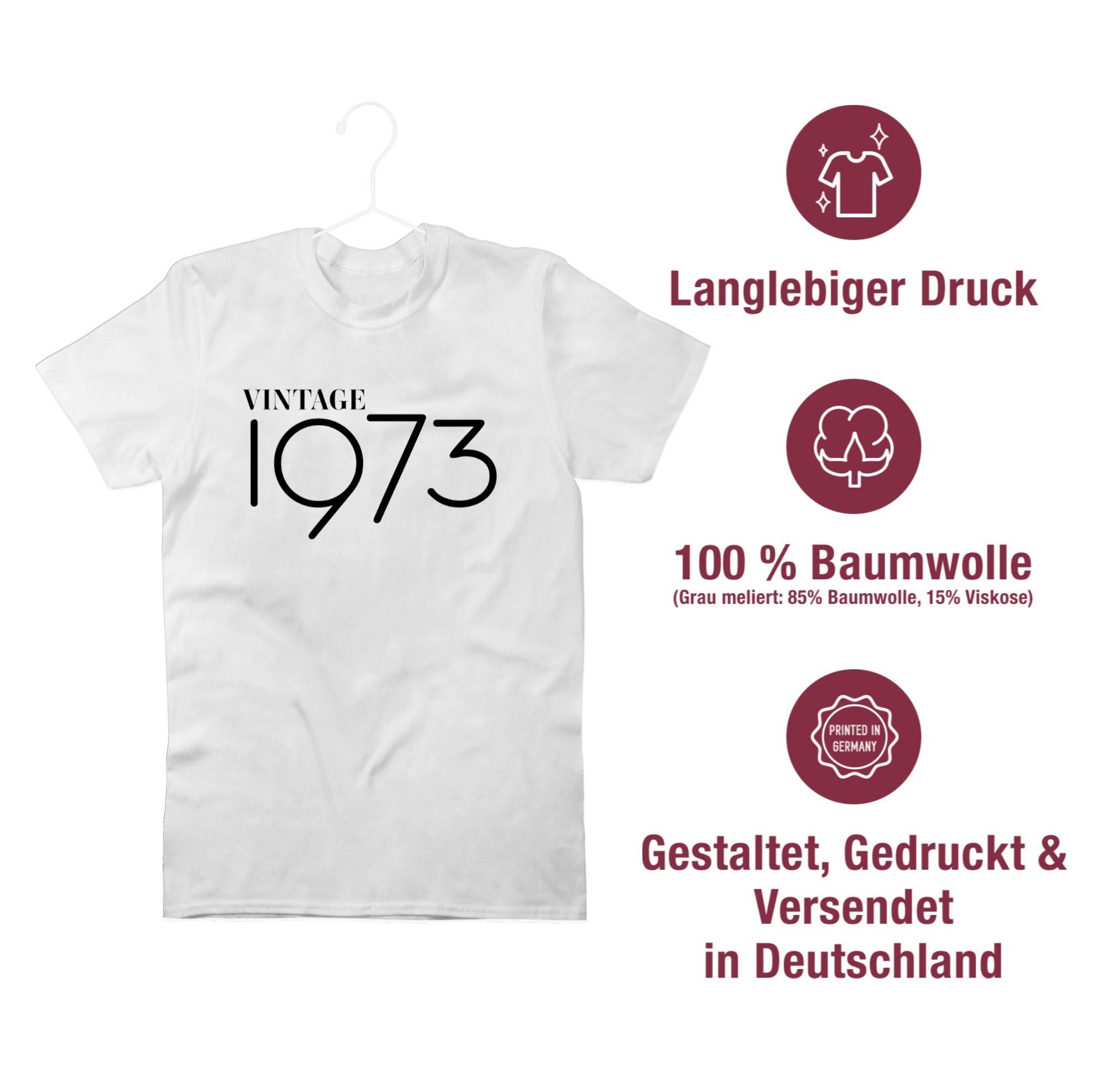 Shirtracer T-Shirt 1973 Vintage 50. Weiß 2 Geburtstag