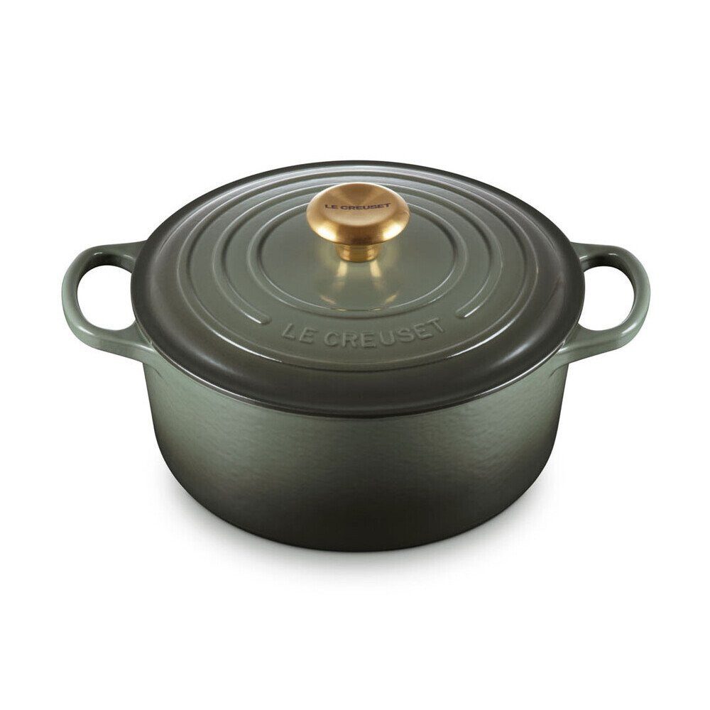 LE CREUSET Bräter Bräter mit Deckel 24 cm Signature Thyme, Gusseisen, Schmortopf, Cocotte, Bratentopf, ca. 4-5 Personen, Ø24cm, Gusseisen