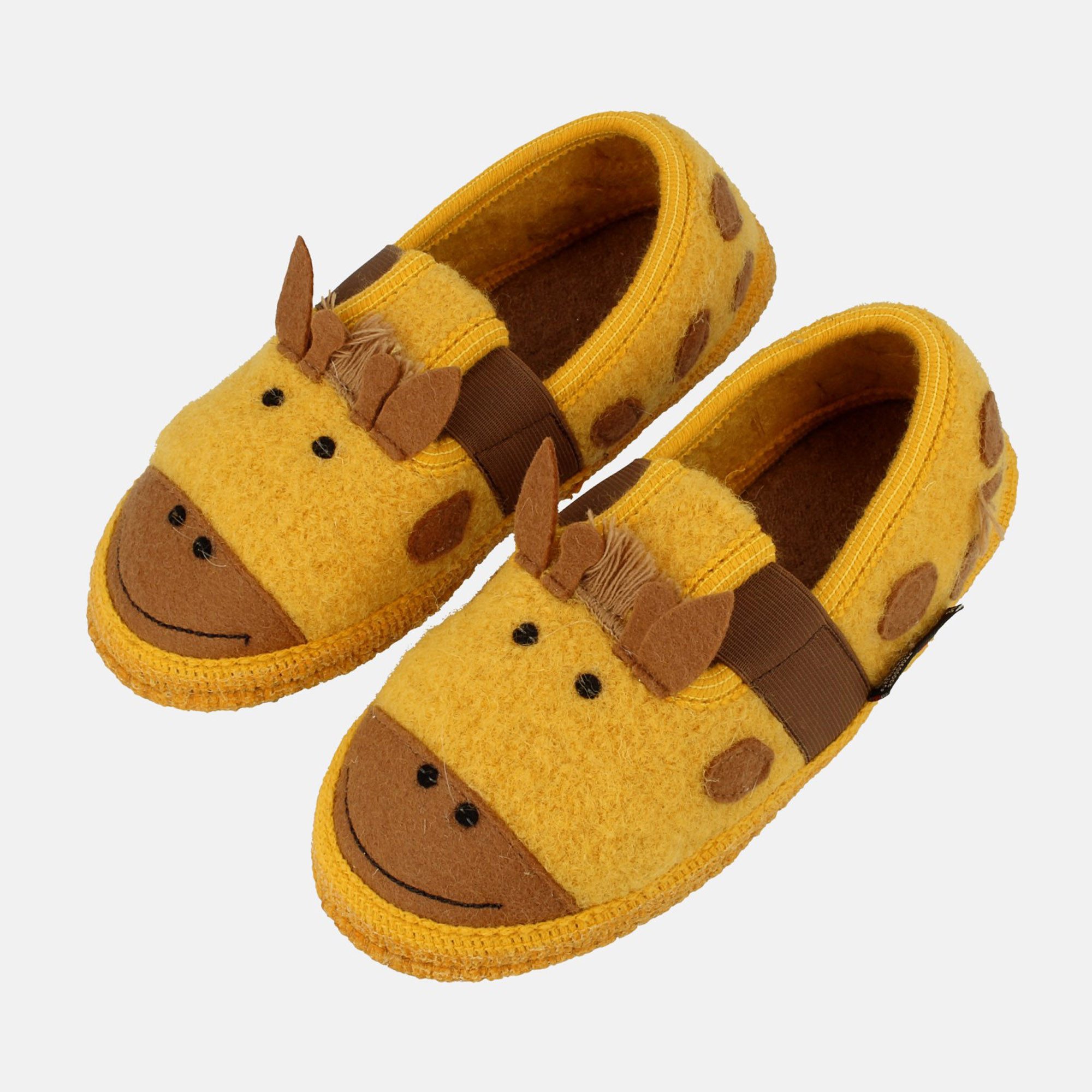 Haflinger Kinder Hausschuhe Giraffe mit Gummiband Hausschuh