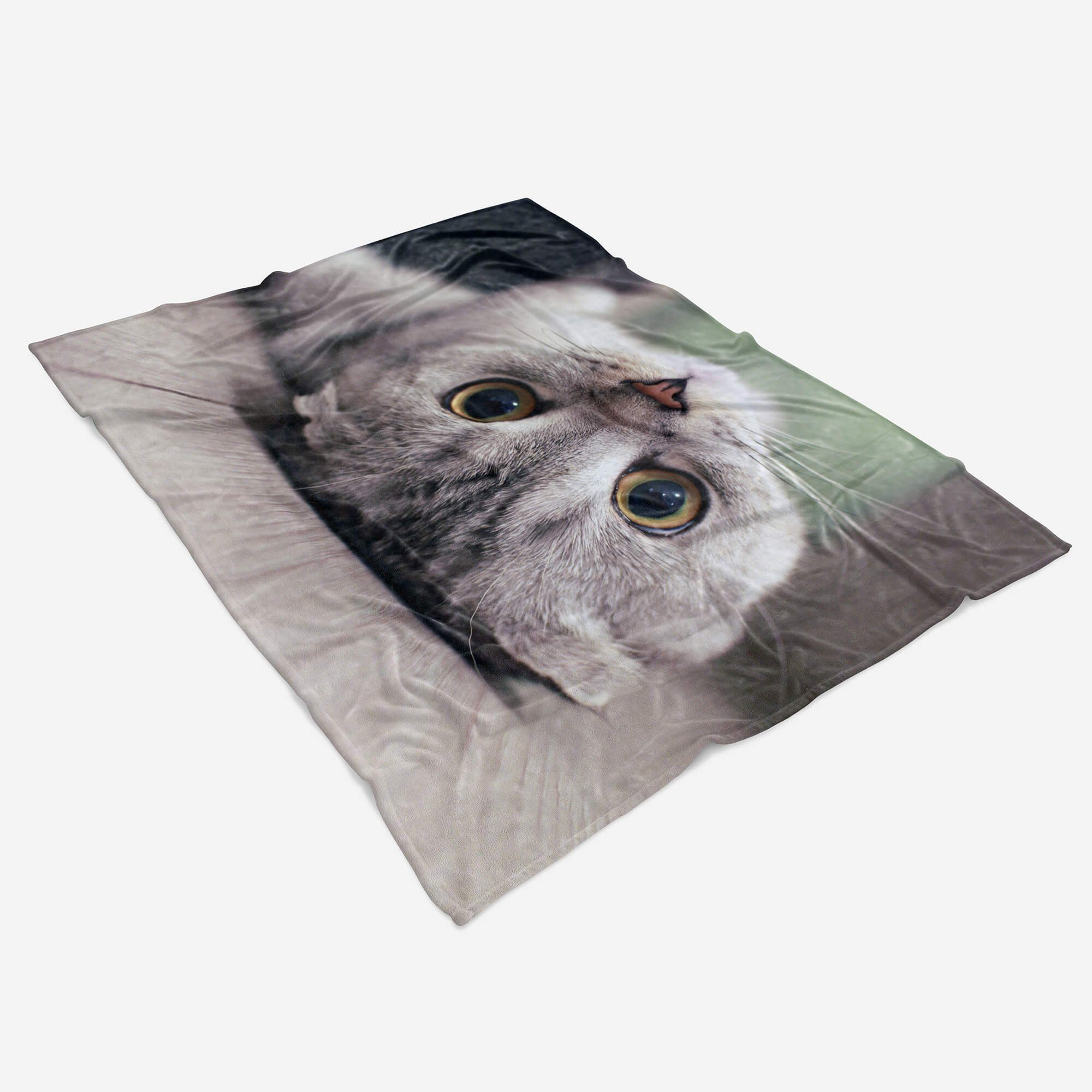Sinus Art Handtücher Tiermotiv (1-St), Handtuch Baumwolle-Polyester-Mix Kätzchen, mit Handtuch Strandhandtuch kleines Kuscheldecke Saunatuch