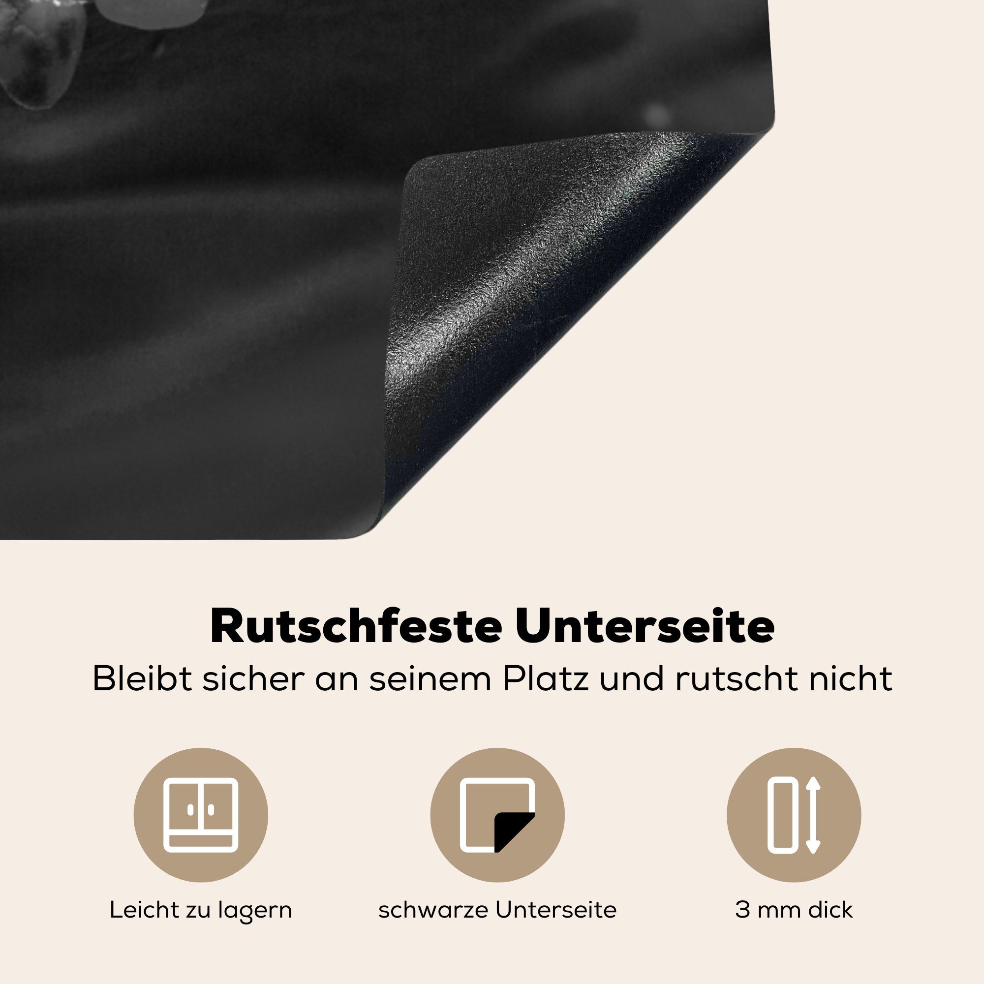 Natur Ceranfeldabdeckung, Vinyl, 78x78 in Schwarz cm, MuchoWow in Weiß, der küche Arbeitsplatte Ricas (1 Costa für tlg), Herdblende-/Abdeckplatte Frösche und