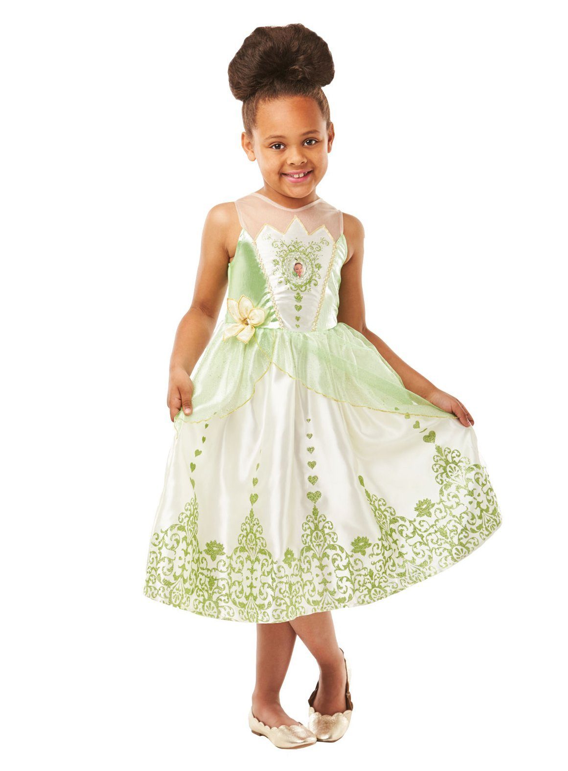 Rubie´s Kostüm Disney Prinzessin Tiana Glitzer Kinderkostüm, Werde zur Disney Princess mit jeder Menge Glitter!