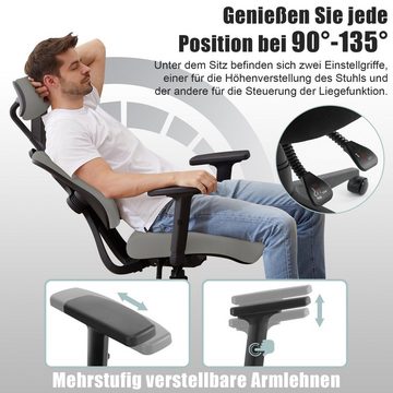 Woltu Bürostuhl (1 St), ergonomisch, mit geteilter Rückenlehne, Liegefunktion