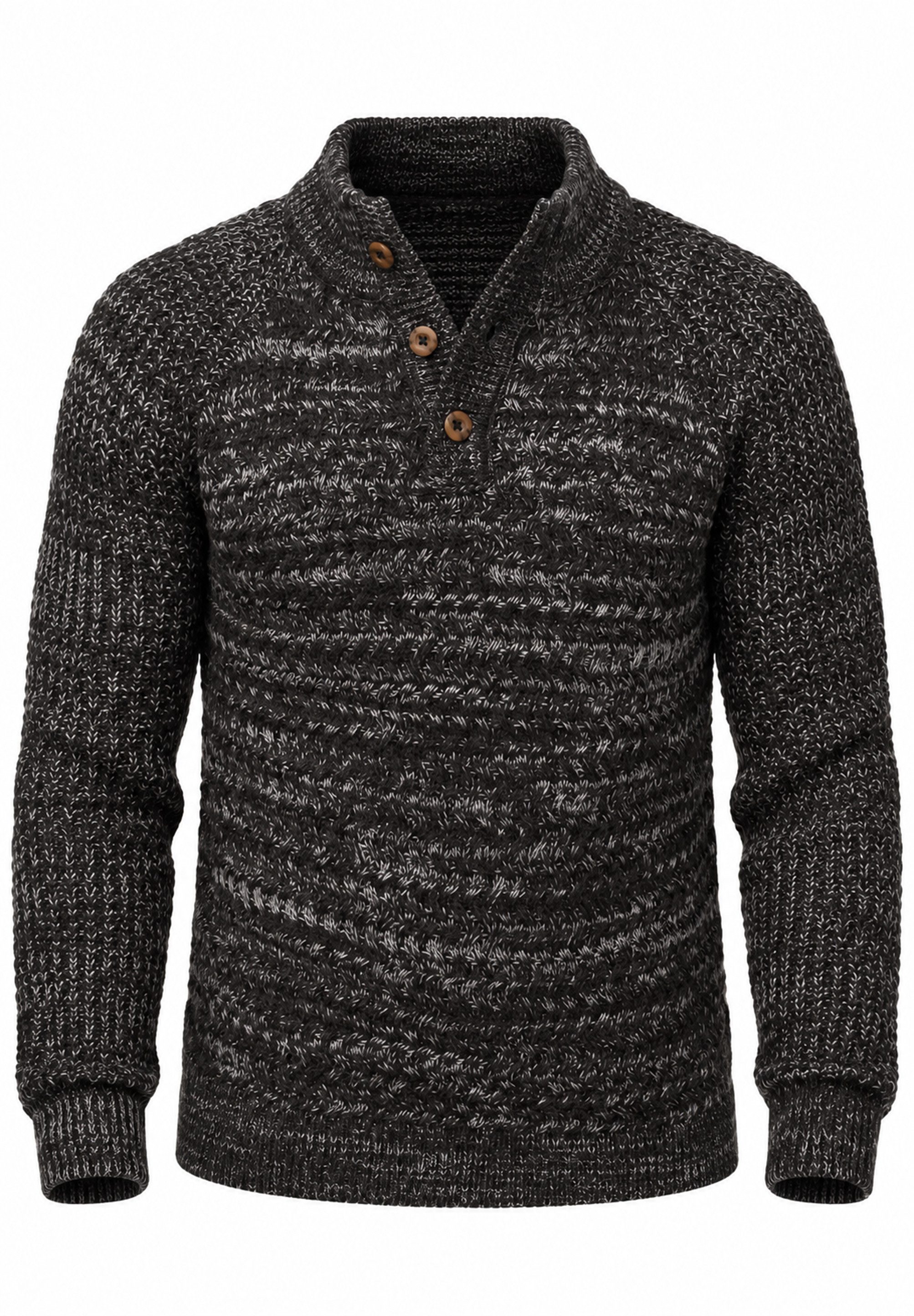 SOULSTAR Strickpullover als Troyer Grobstrick Pulli für Herren Männer Winterpullover mit Stehkragen - Regular-Fit