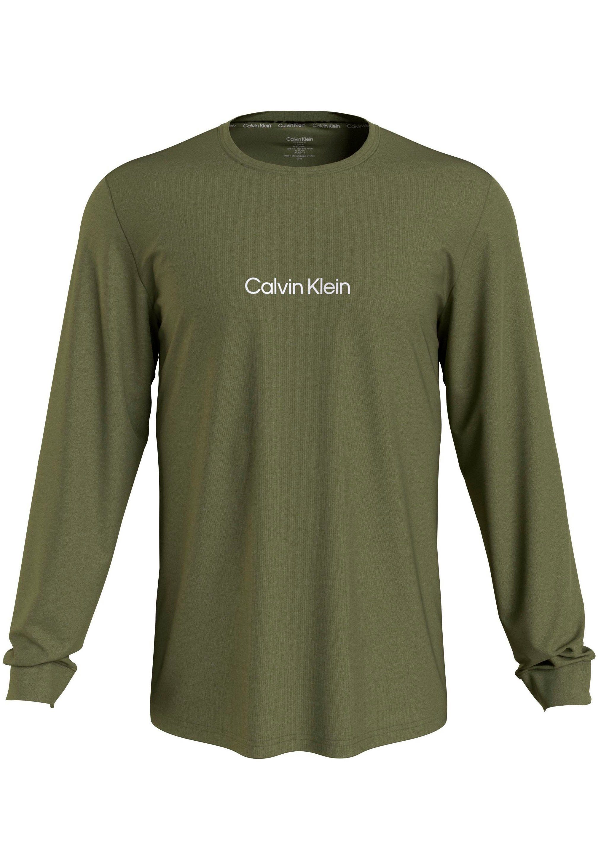 Brust der auf Klein NECK L/S CREW T-Shirt Logodruck Calvin mit Underwear