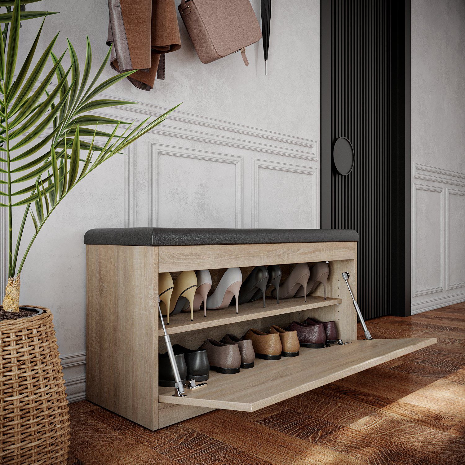 Platan Room Schuhschrank mit Sitzkissen, Schuhkommode, günstig online kaufen