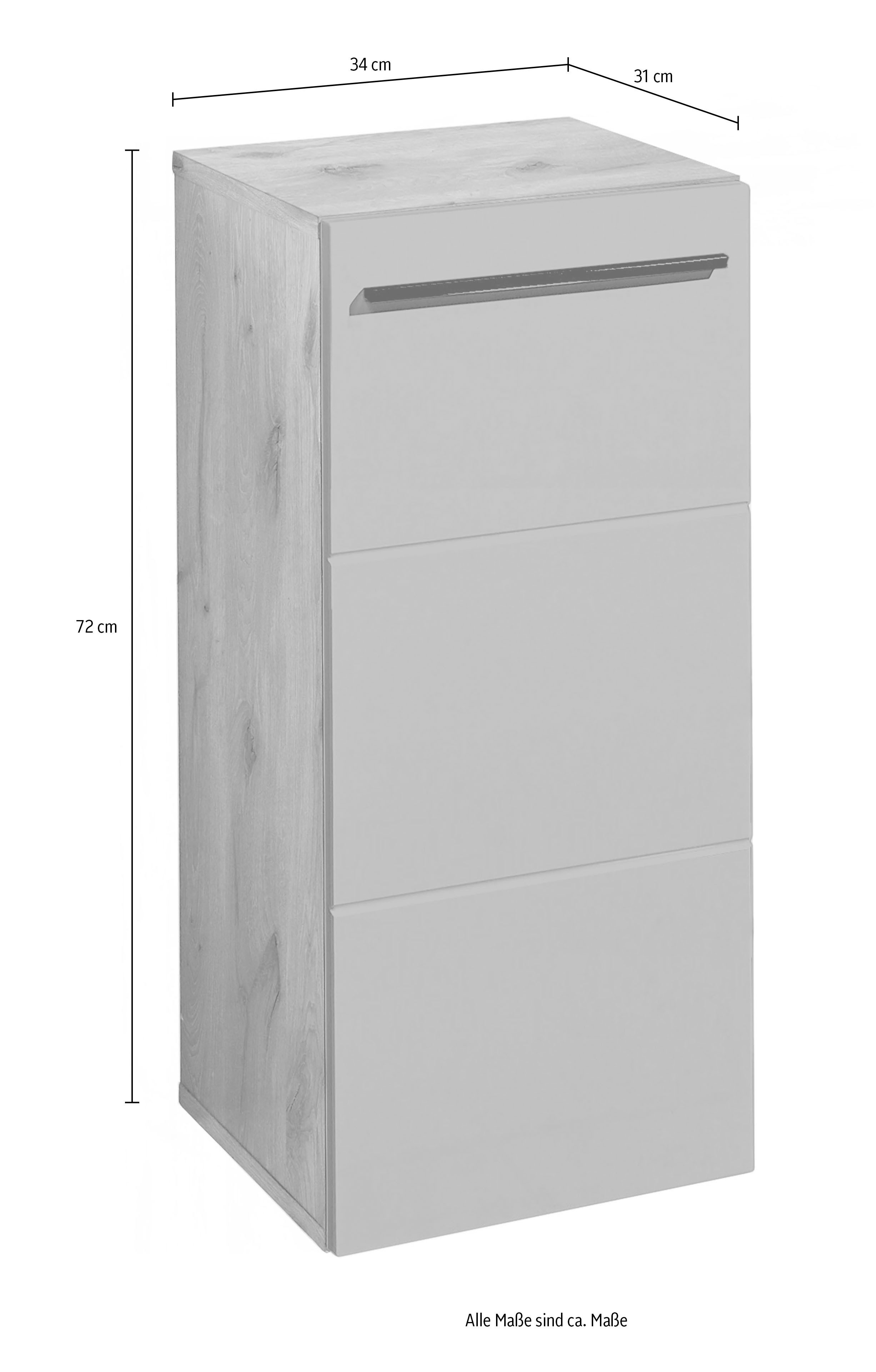 BASIC by Balculina Midischrank Vista BxHxT 34x72x31 cm (1-St) Breite 34cm, Kunststoffgriffe, Made in Europa