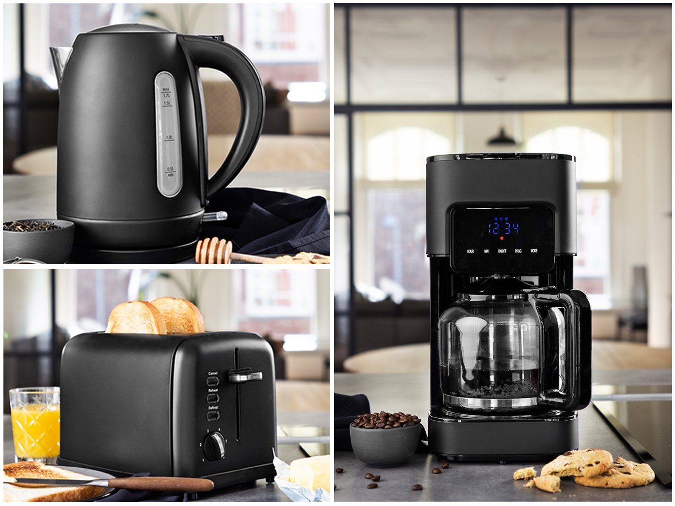 PRINCESS Filterkaffeemaschine, als Frühstücks-Set mit Wasserkocher & Toaster,  Design Black Steel Edelstahl online kaufen | OTTO