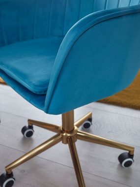furnicato Bürostuhl Schreibtischstuhl Samt Blau Design Drehstuhl mit Lehne