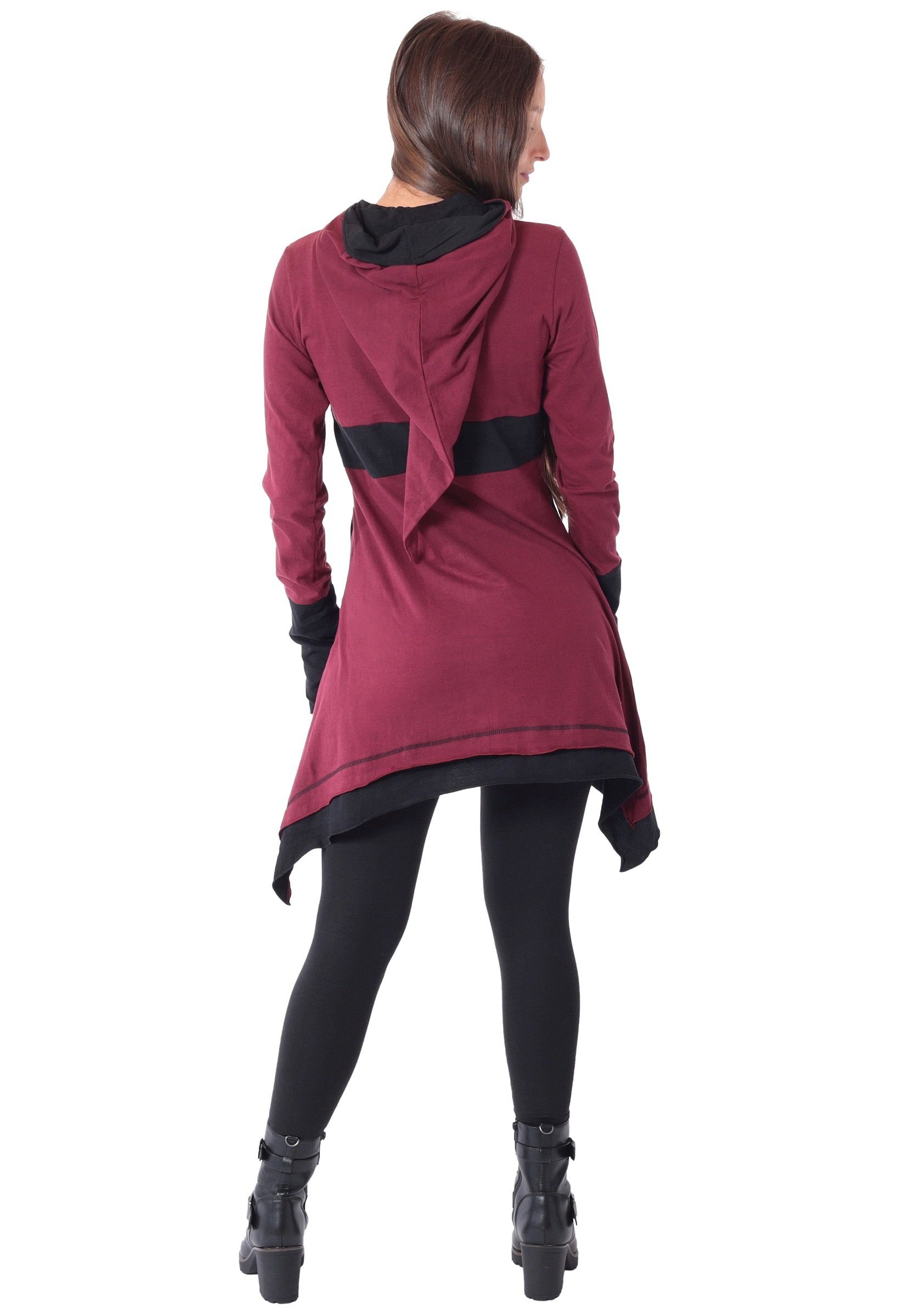 PUREWONDER Zipfelkleid Kleid aus leichter Baumwolle mit Zipfelkapuze, Oberteil Nr 37 Rot XXL Ganzjahreskleid