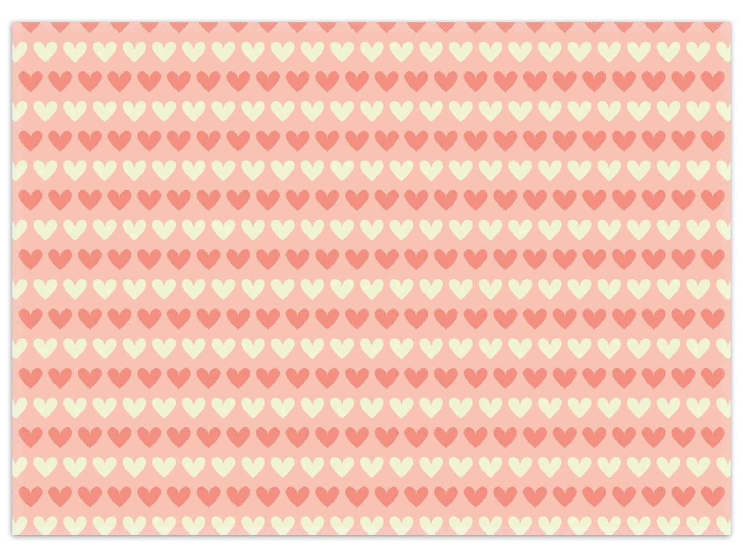 Wallario Teppich Muster Herzen in beige und rot, rechteckig, rutschfest