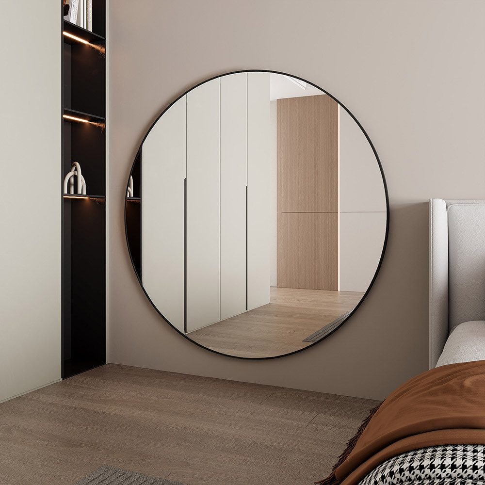 HOME DELUXE Spiegel Rund KALI XXL - Größenauswahl, freistehend nutzbar, Wandspiegel, Standspiegel, Ankleidezimmer