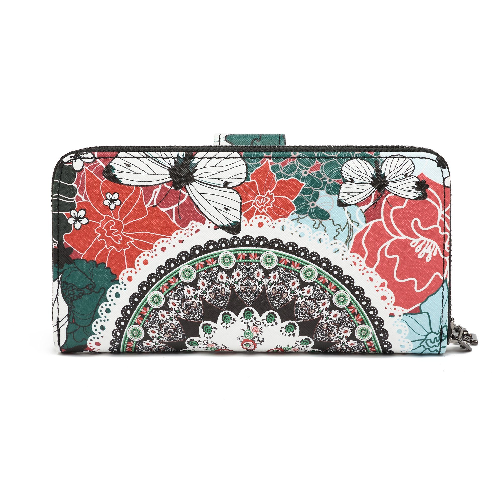 TAN.TOMI Geldbörse viel Mandala elegante Blumen- Praktische und mit Brieftasche), mit Schmetterling Blütenmuster (Einzigartigem Mandala-Blumenmuster, Aufteilung Stil Geldbeutel Retro Platz im