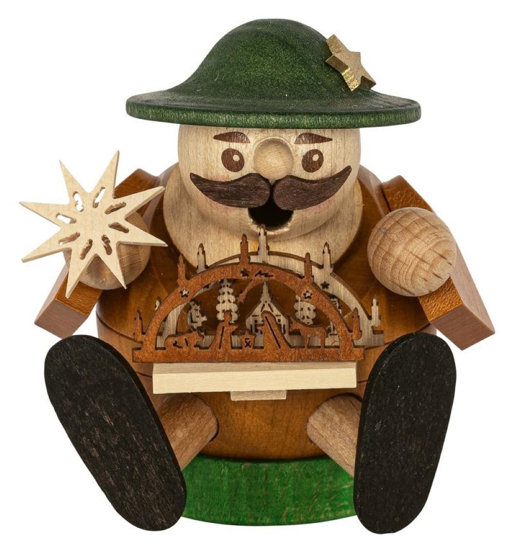 Richard Glaesser Räuchermännchen Schwibbogenverkäufer, Höhe 8cm, Handwerkskunst original Erzgebirge