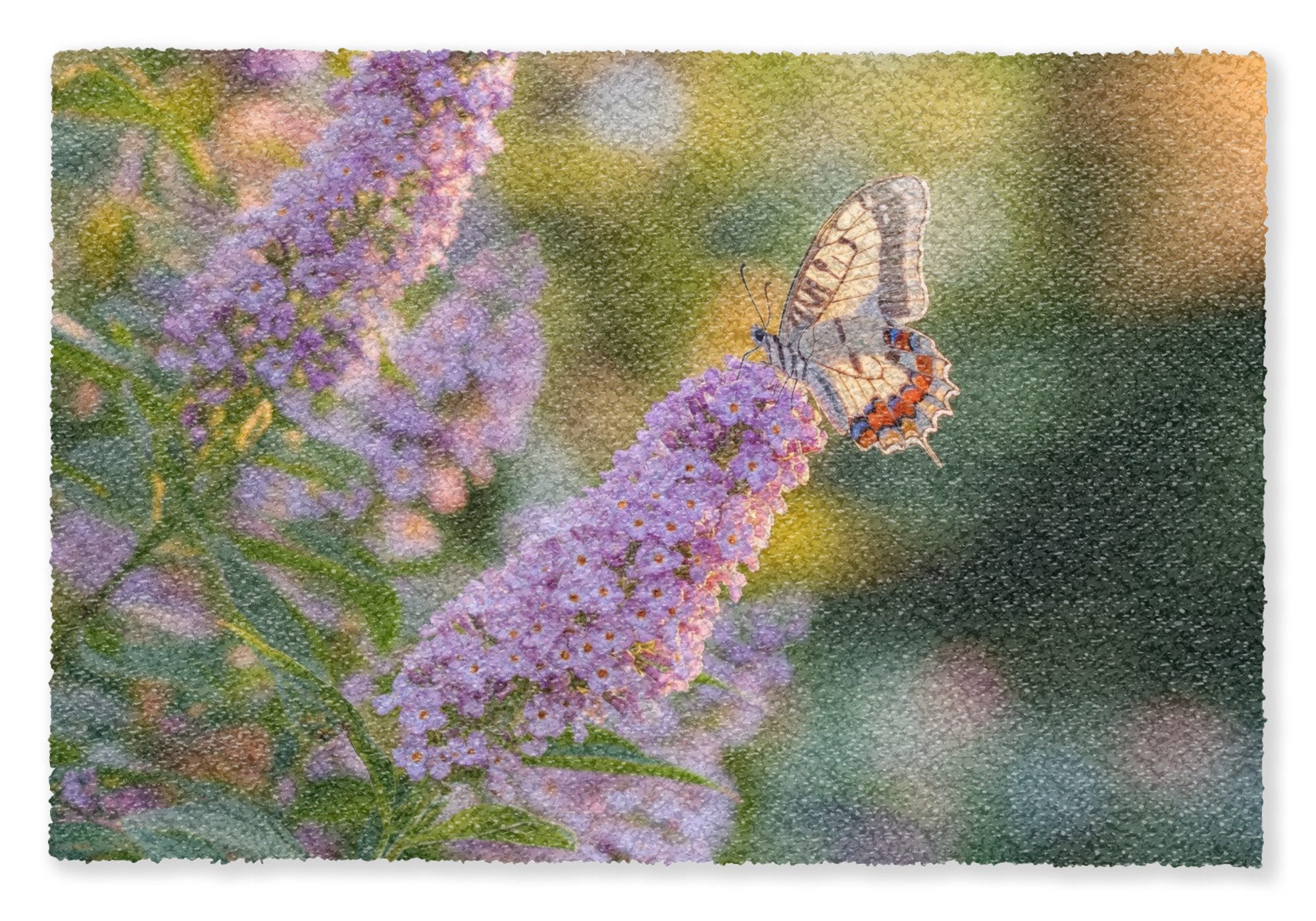MuchoWow Fußmatte Verschnörkelt - Schmetterling - Lila - Blumen, Rechteckig, innen Schmutzfangmatte, Tür, Schmutzfänger Flur, Teppich 60x40 cm