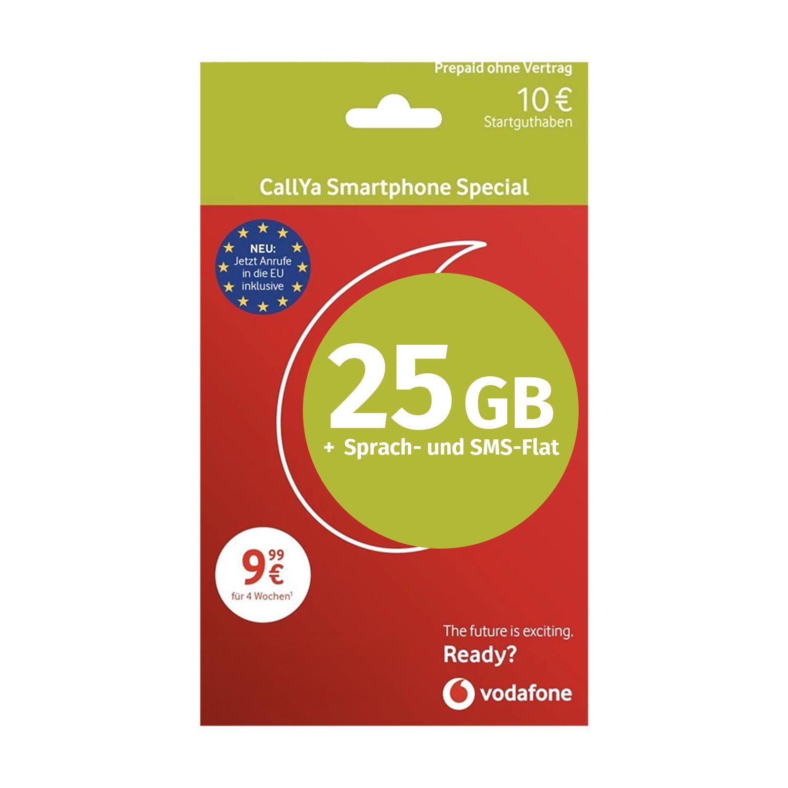 Vodafone CallYa Smartphone Special CallYa Allnet Flat S Prepaidkarte, (2 GB LTE-Datenvolumen, 200 Min/SMS, unbegrenzt Vodafone-Netz)