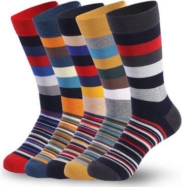 Alster Herz Freizeitsocken 5 Paar Herren Socken bunt Streifen Ringel, Baumwollmix 39-46, A0574 (5-Paar) aus BAUMWOLLE in verschiedenen MUSTERN