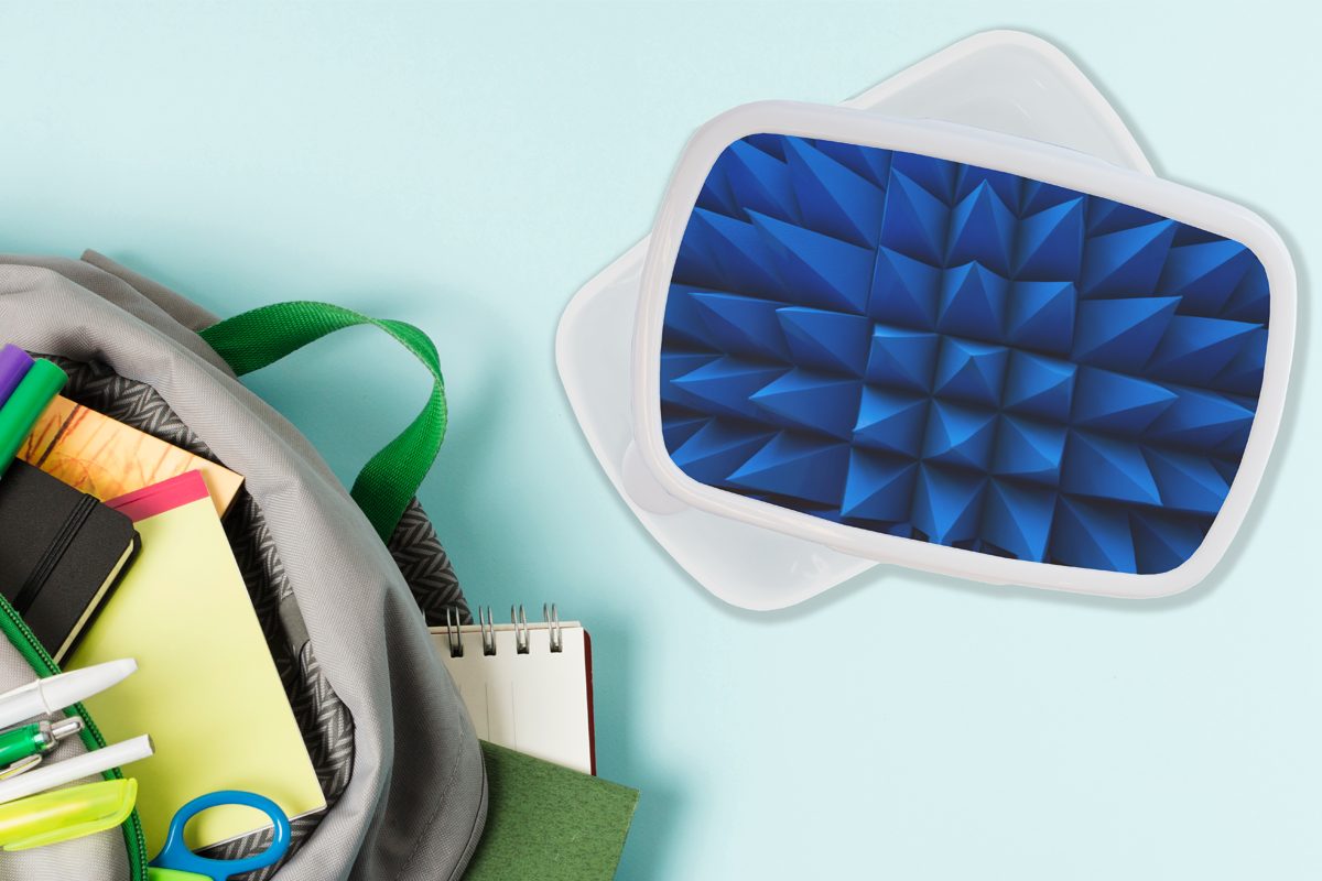 Mädchen 3D und Kinder (2-tlg), Blau, - Hintergrund Formen für MuchoWow Kunststoff, - Erwachsene, für und Brotbox - Brotdose, weiß Jungs Lunchbox