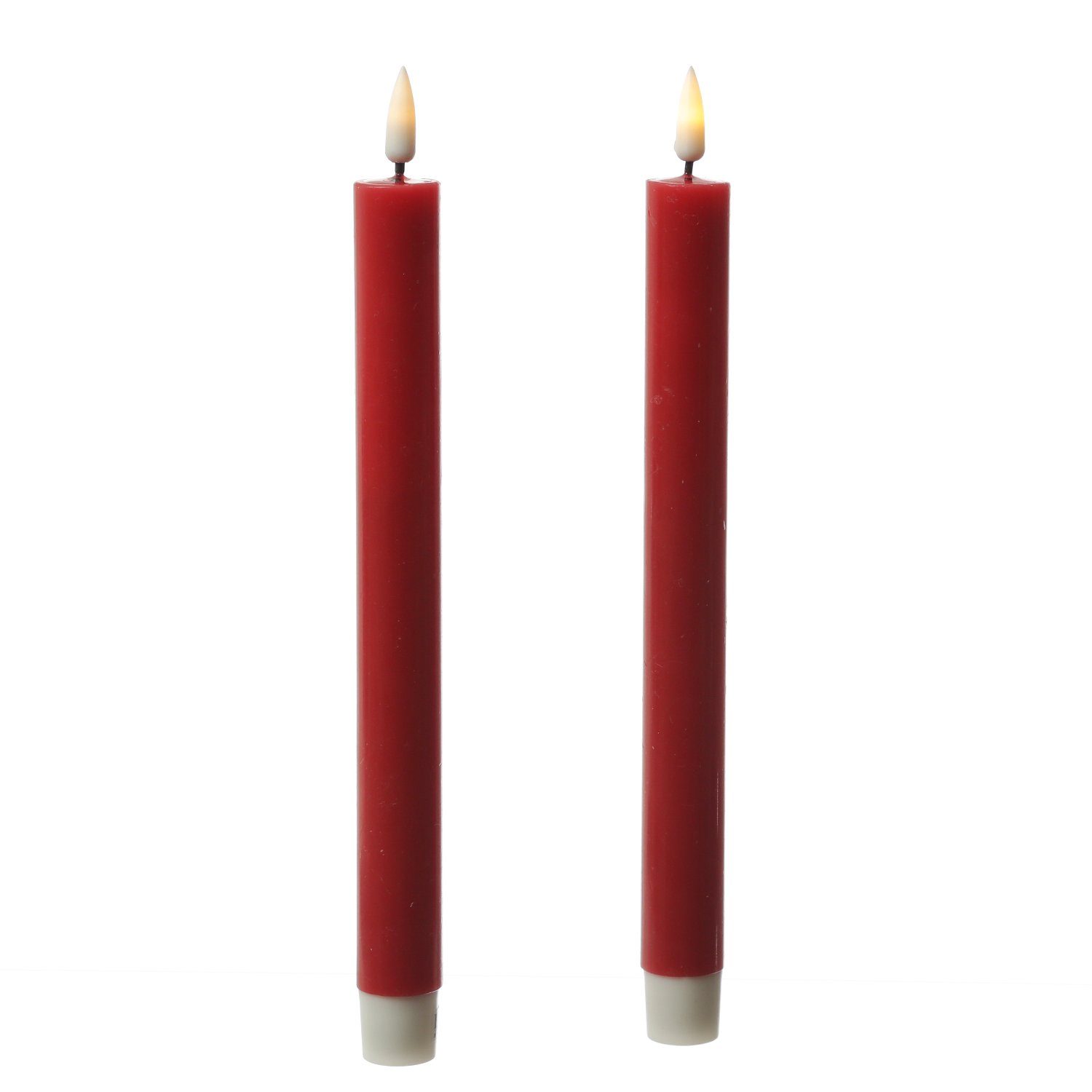 Deluxe Homeart LED-Kerze LED Stabkerzen Mia Tafelkerzen Echtwachs flackernd H: 24cm rot 2Stk, LED Classic