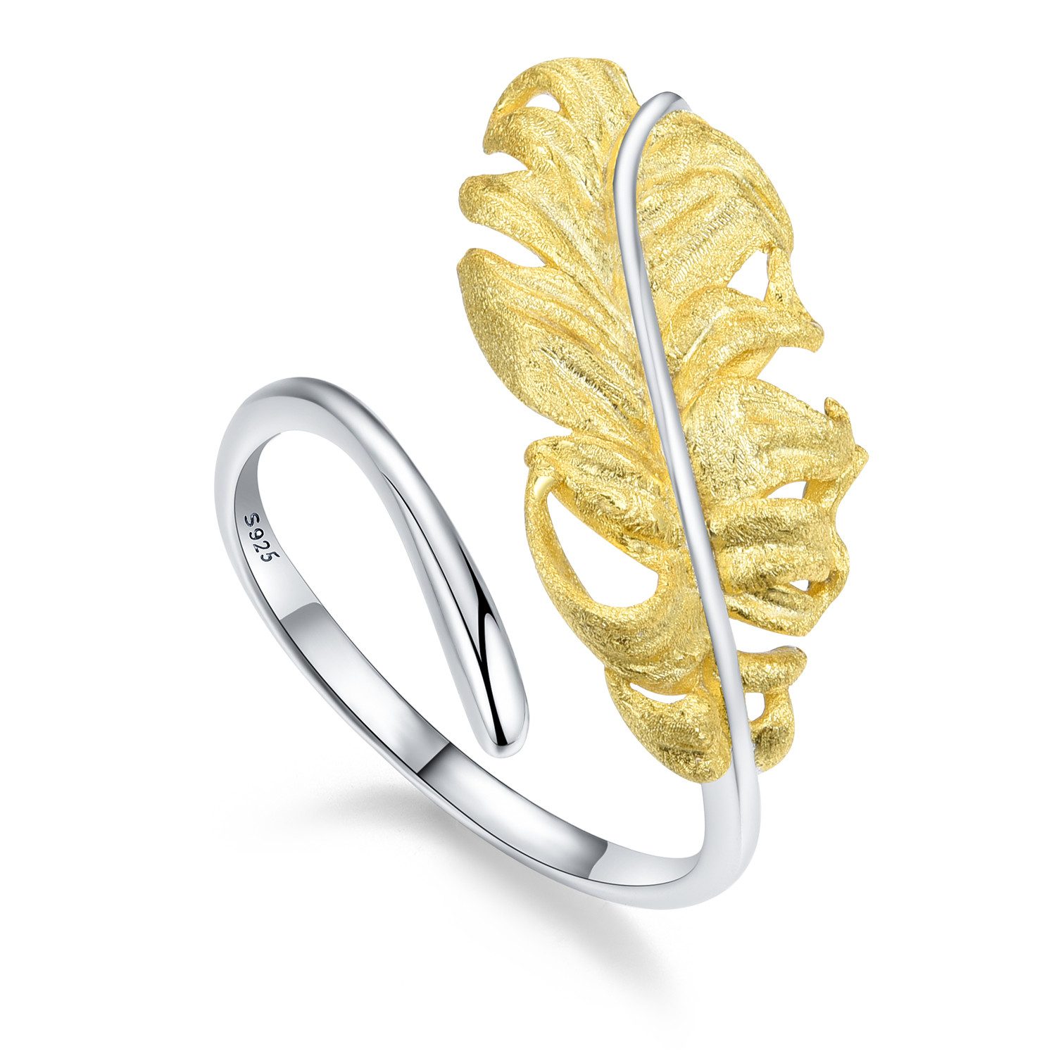 Silberring Leichte Feder, zarter größenverstellbarer Ring