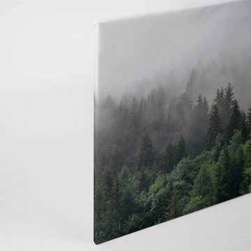 A.S. Création Leinwandbild Foggy Fir Trees, Wald (1 St), Wald Keilrahmen Nebel Bäume